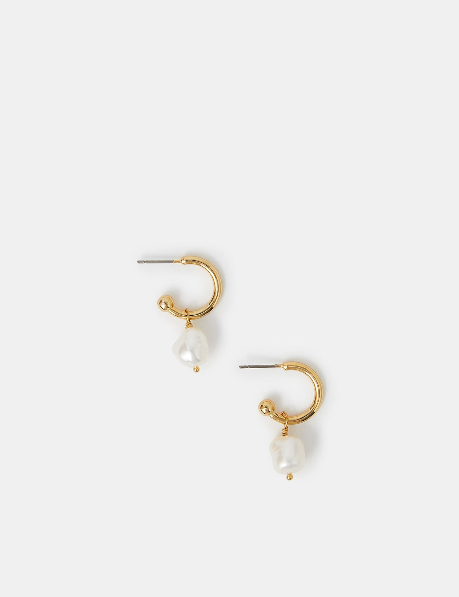 ACCESSORIZE 14ct Gold Plated Pearl Hoop Drop Earrings Gold