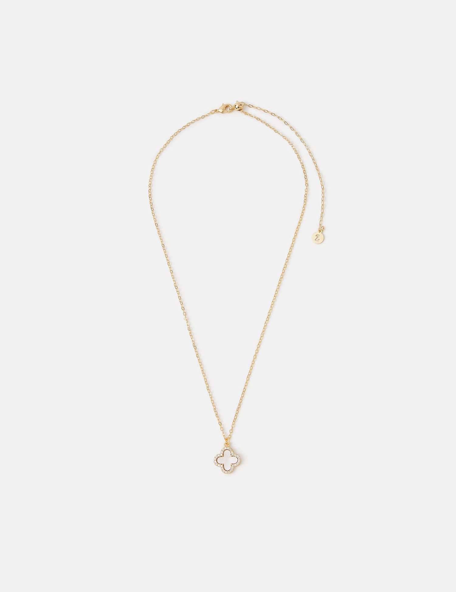 ACCESSORIZE 14ct Gold Plated Mother of Pearl Clover Pendant Gold