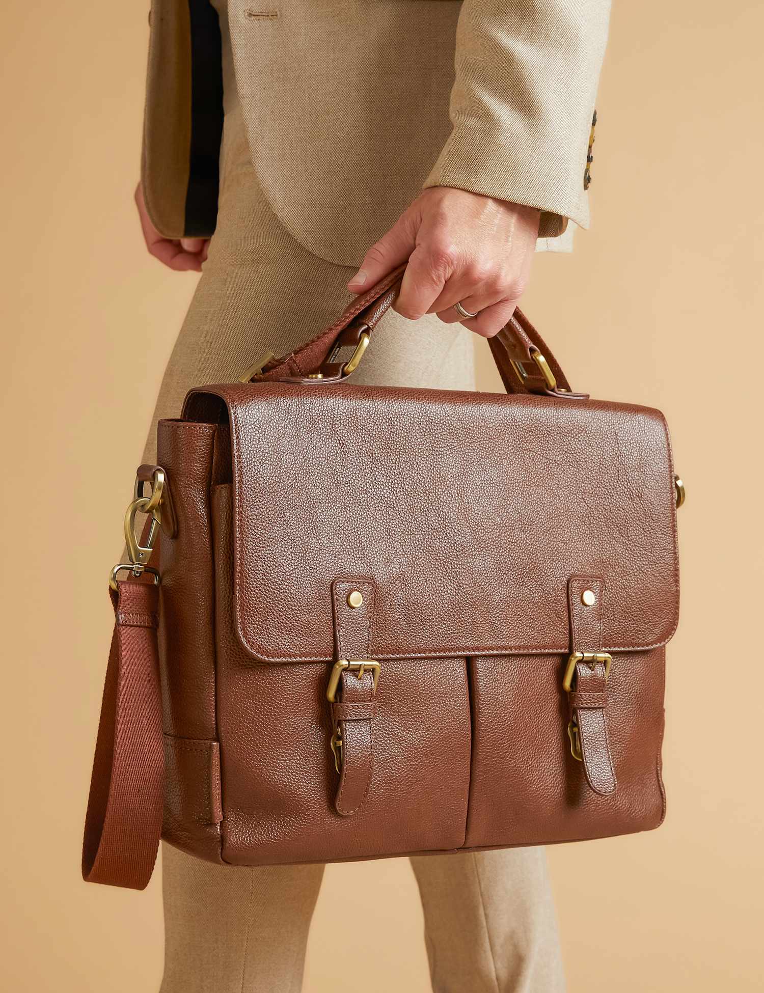 Jones Bootmaker Leather Briefcase Tan