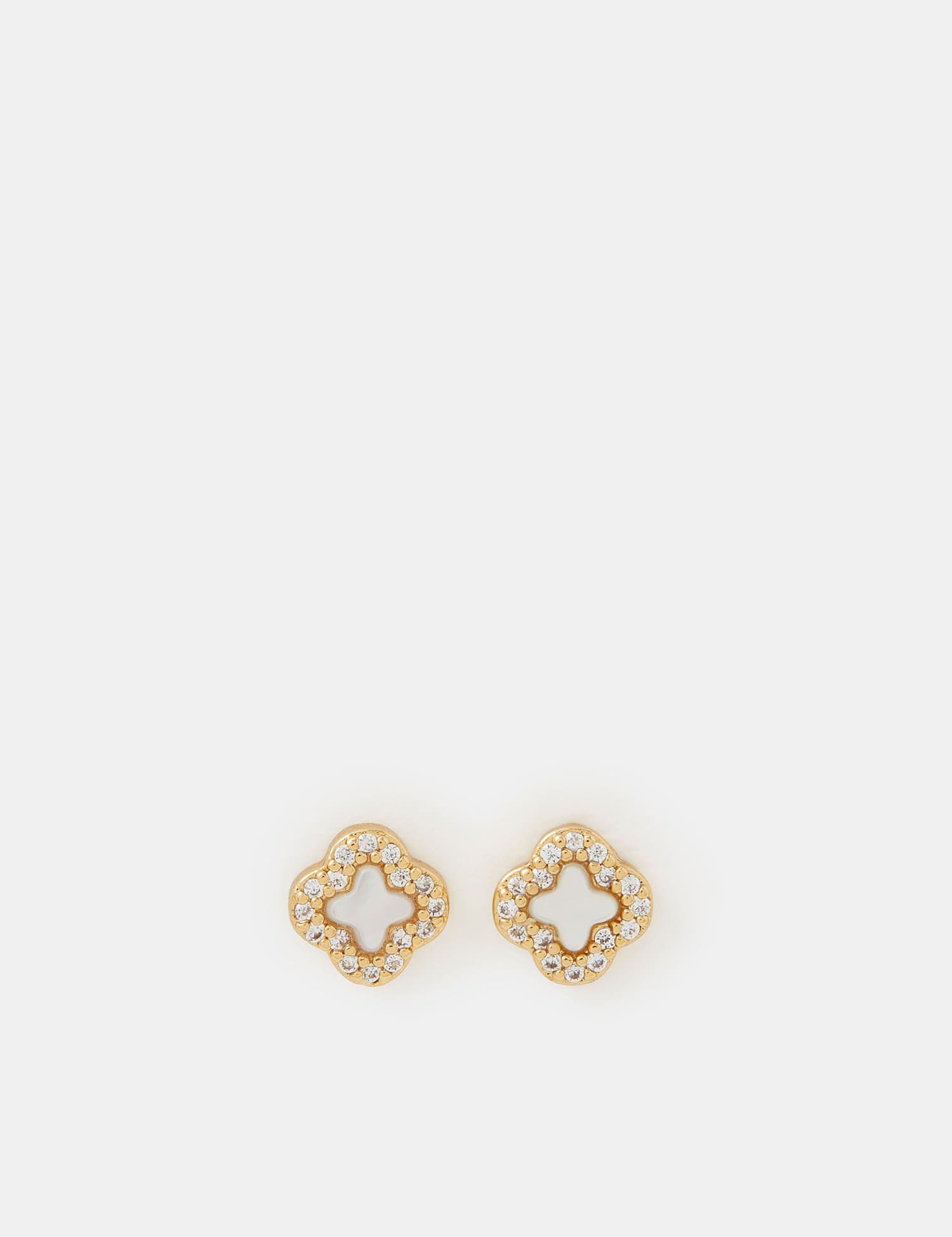 ACCESSORIZE 14ct Gold Plated Clover Stud Earrings Gold