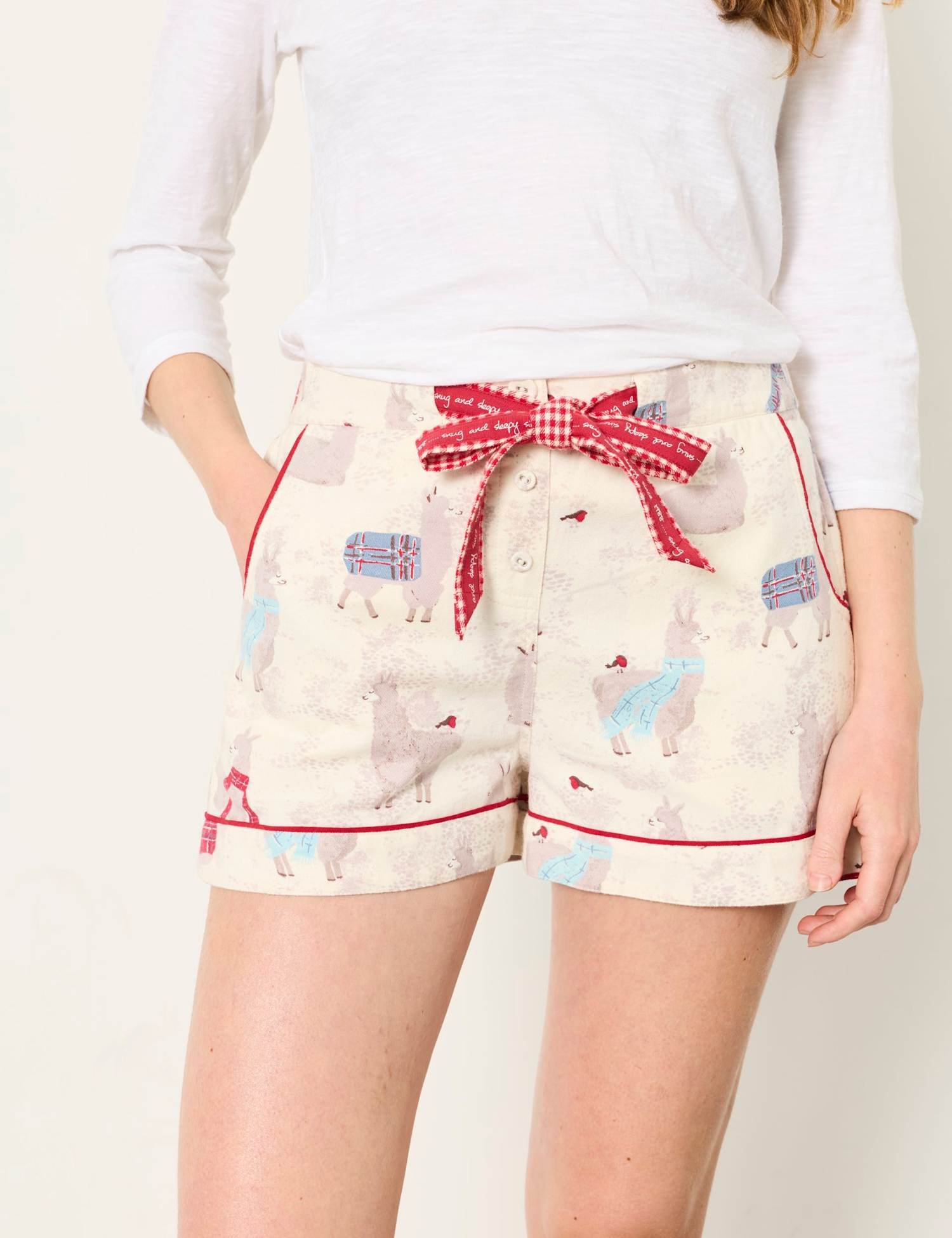 FatFace Pure Cotton Pyjama Shorts Ivory Mix