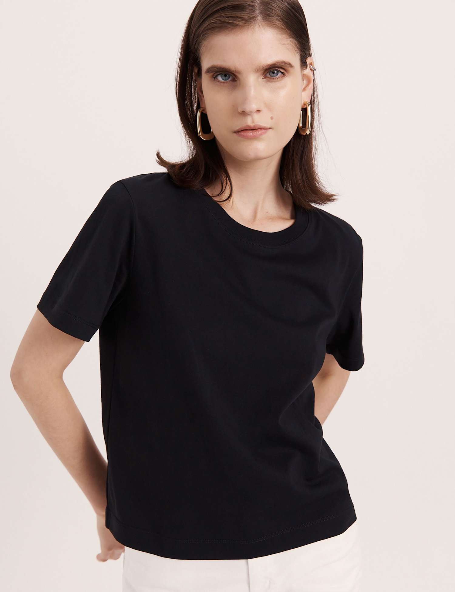 SABA Pure Cotton Crew Neck T-Shirt Black