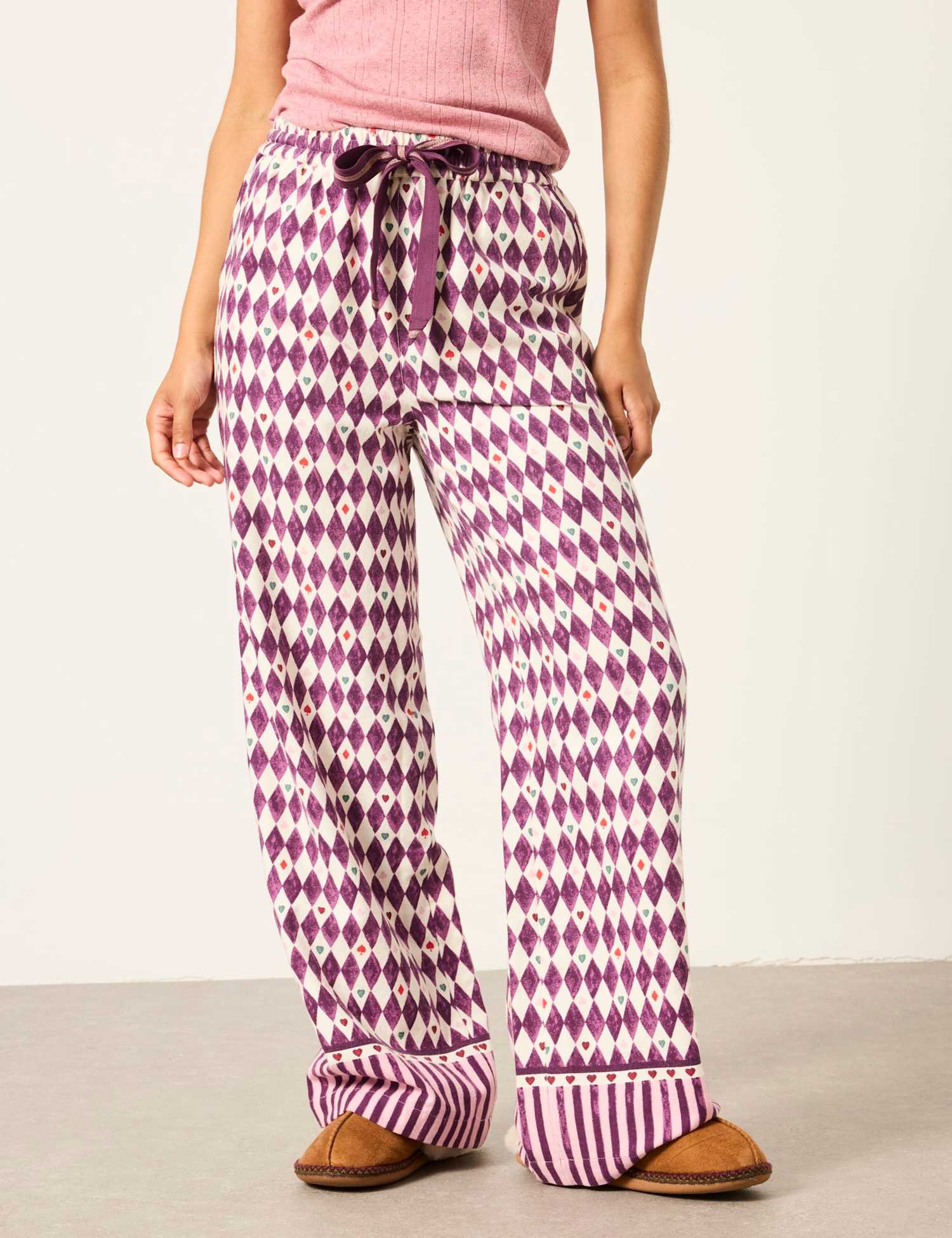 FatFace Pure Cotton Pyjama Bottoms Purple Mix