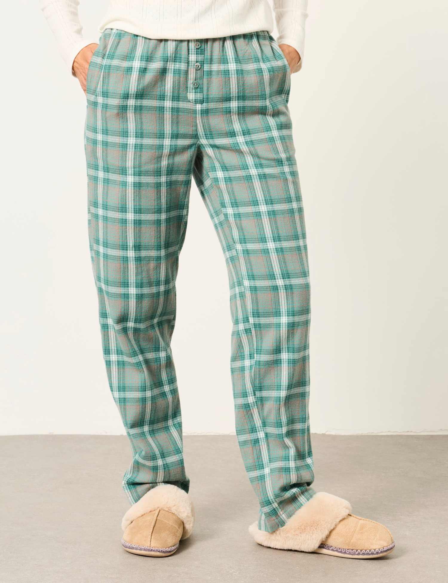 FatFace Cotton Rich Pyjama Bottoms Teal Mix