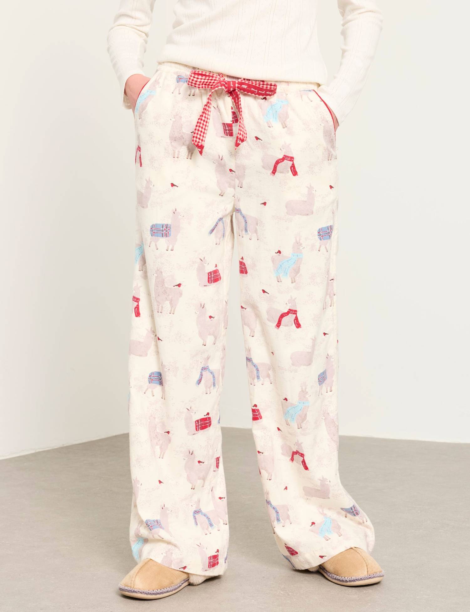 FatFace Pure Cotton Pyjama Bottoms Ivory Mix