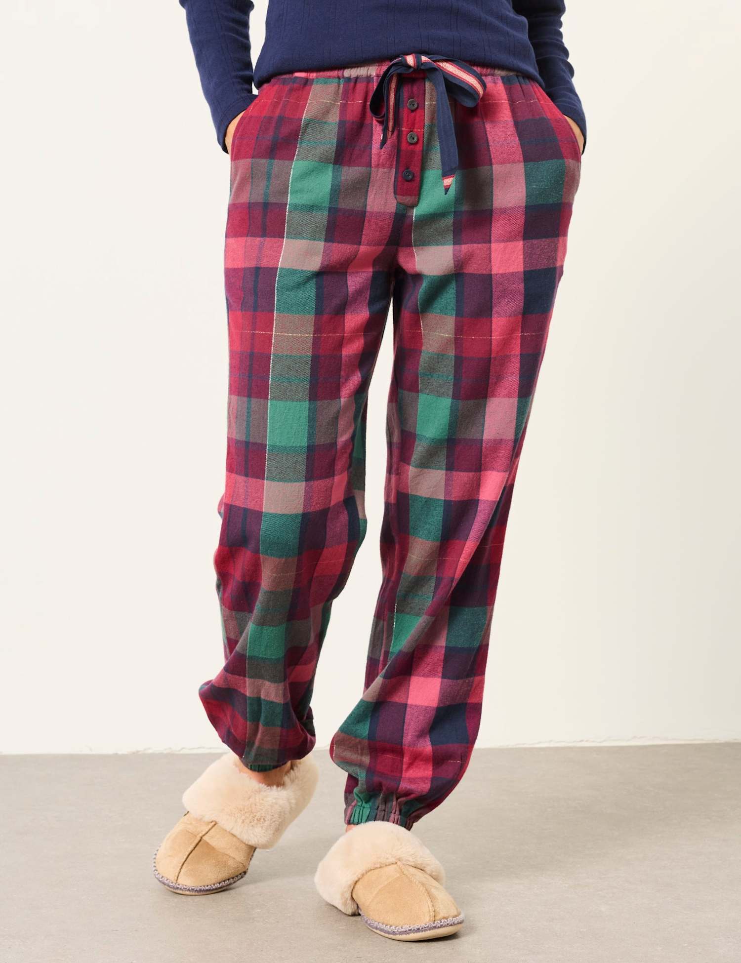 FatFace Cotton Rich Pyjama Bottoms Purple Mix