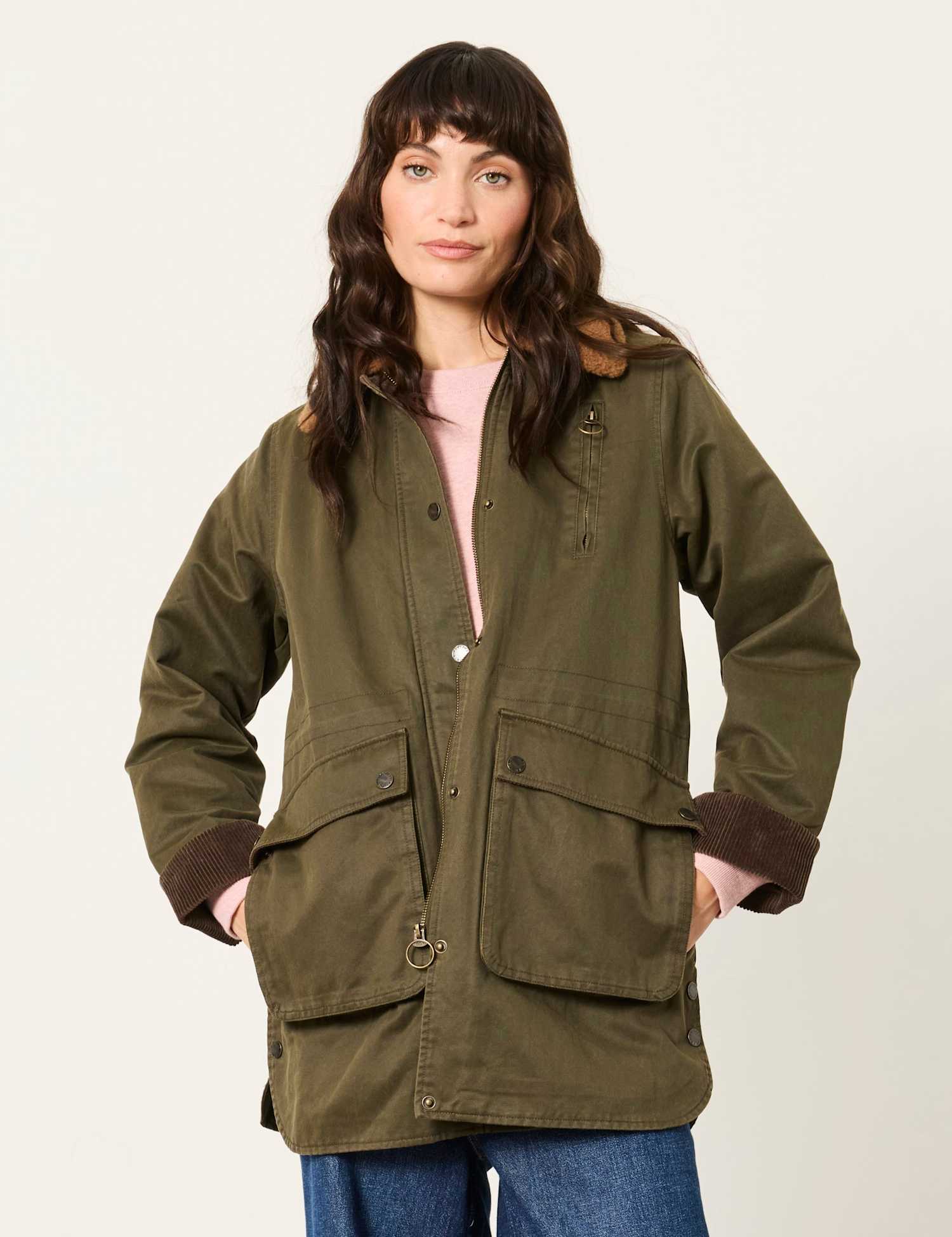 FatFace Cotton Rich Utility Jacket Olive