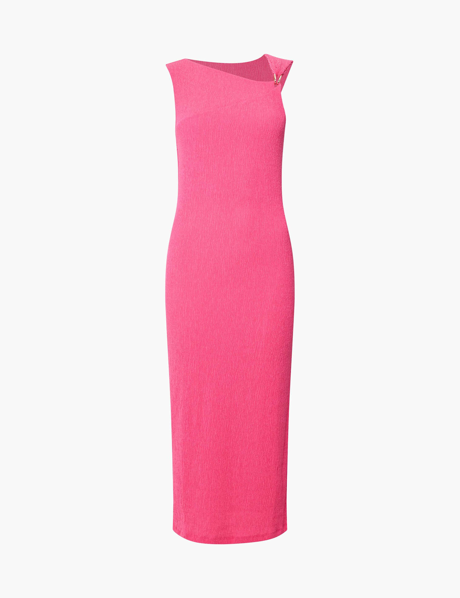 French Connection Textured Ring Detail Midi Column Dress Pink