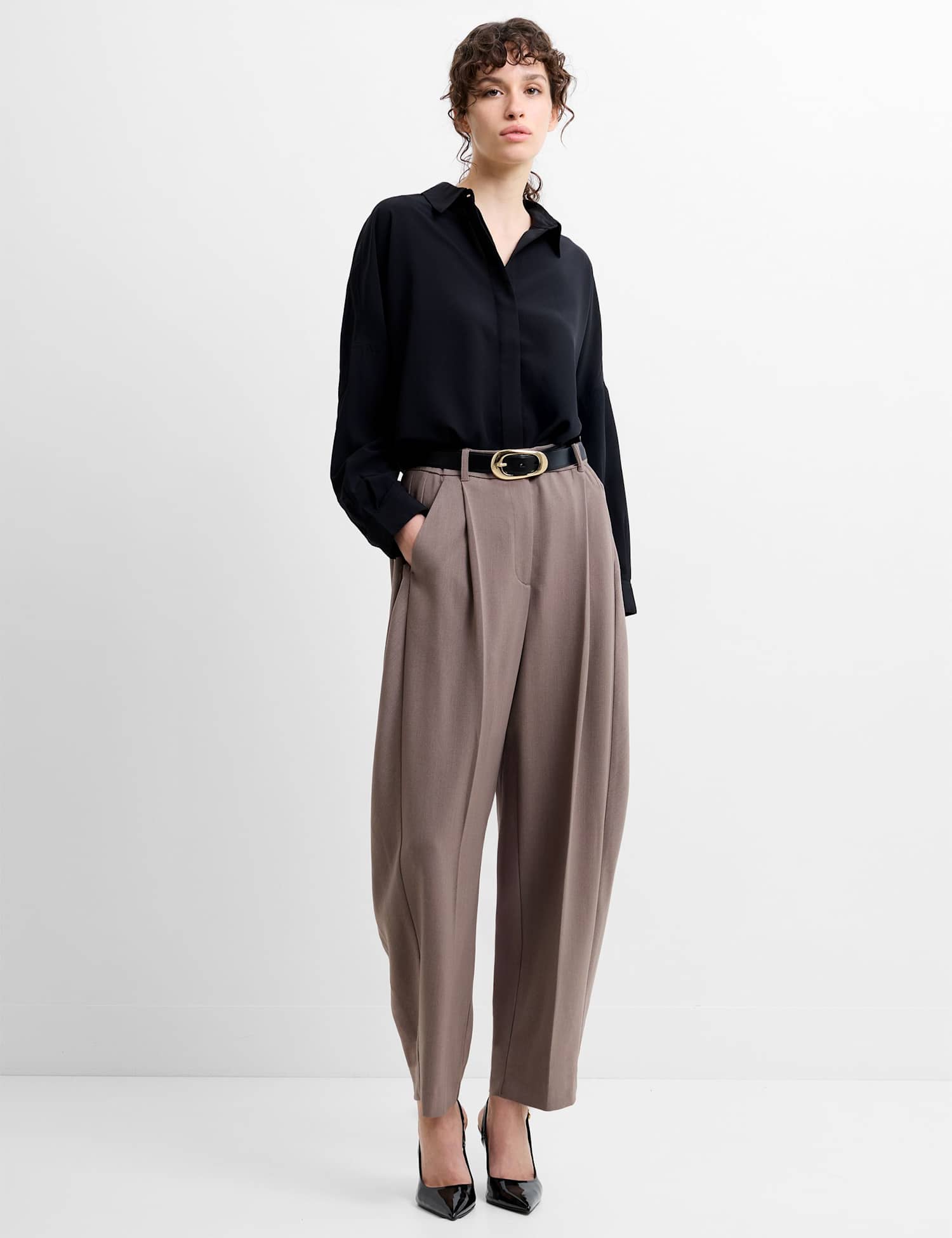 French Connection Tapered Ankle Grazer Trousers Taupe