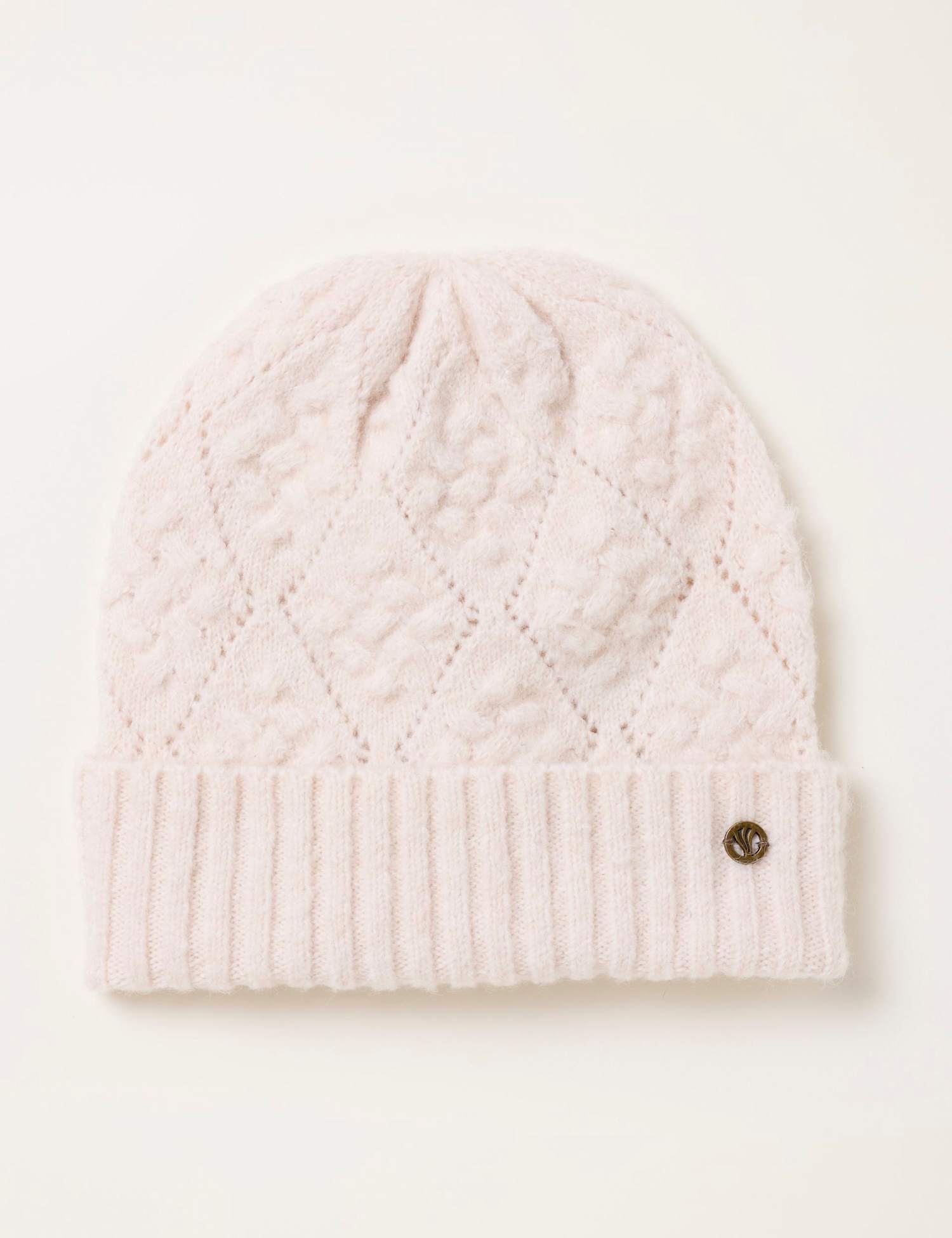 FatFace Pointelle Beanie Hat Ivory