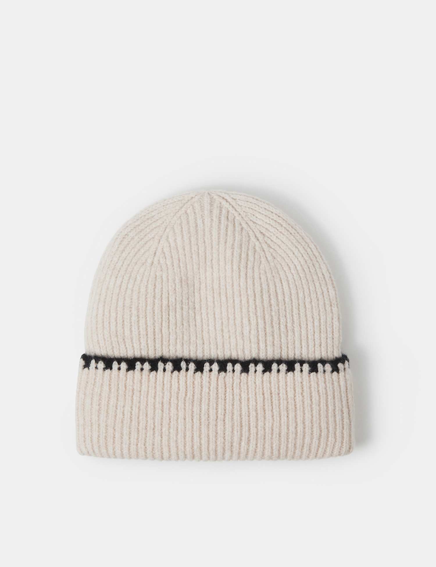 ACCESSORIZE Knitted Turn Up Beanie Hat Cream