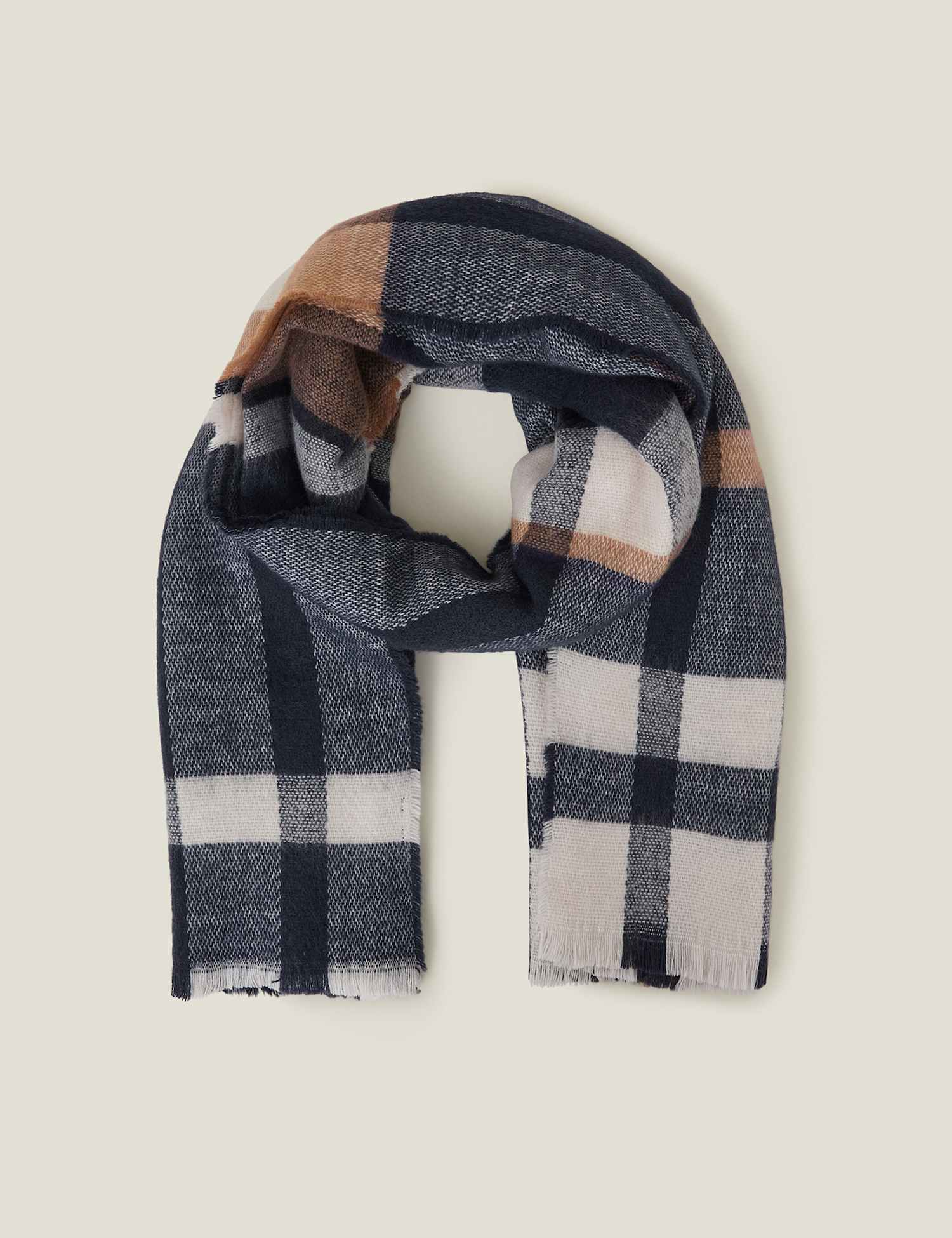 ACCESSORIZE Checked Blanket Scarf Navy Mix