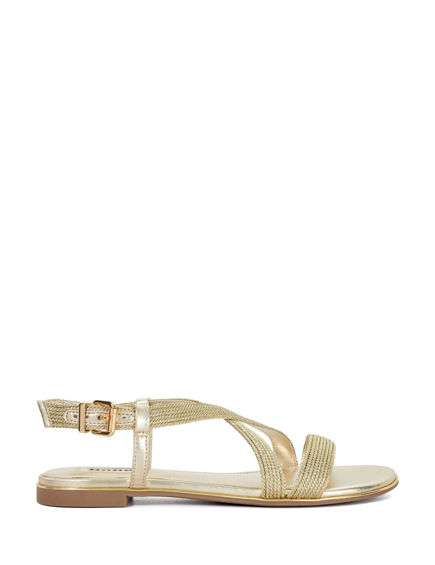 Dune London Metallic Rope Flat Sandals Gold