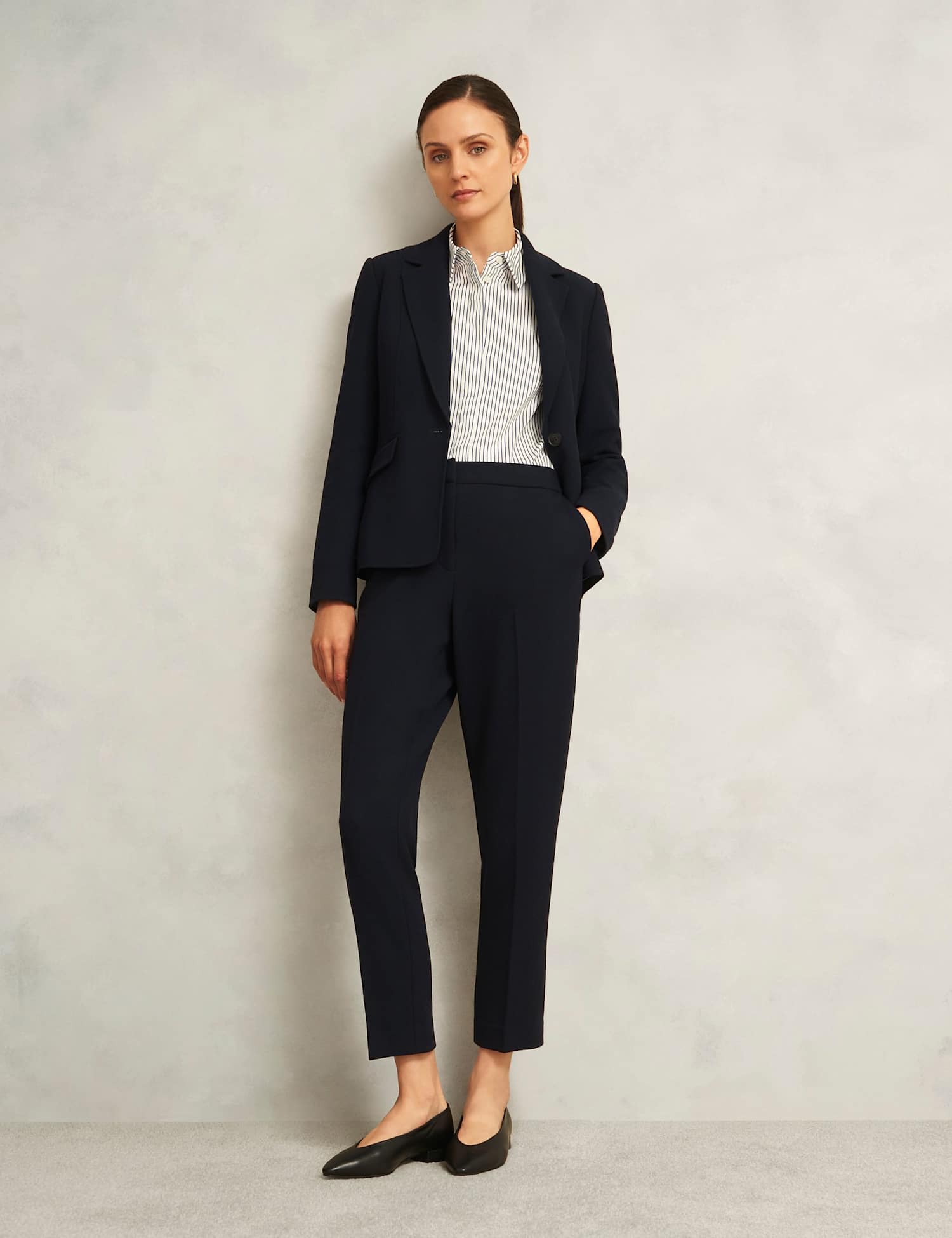 HOBBS Slim Fit Ankle Grazer Trousers Navy