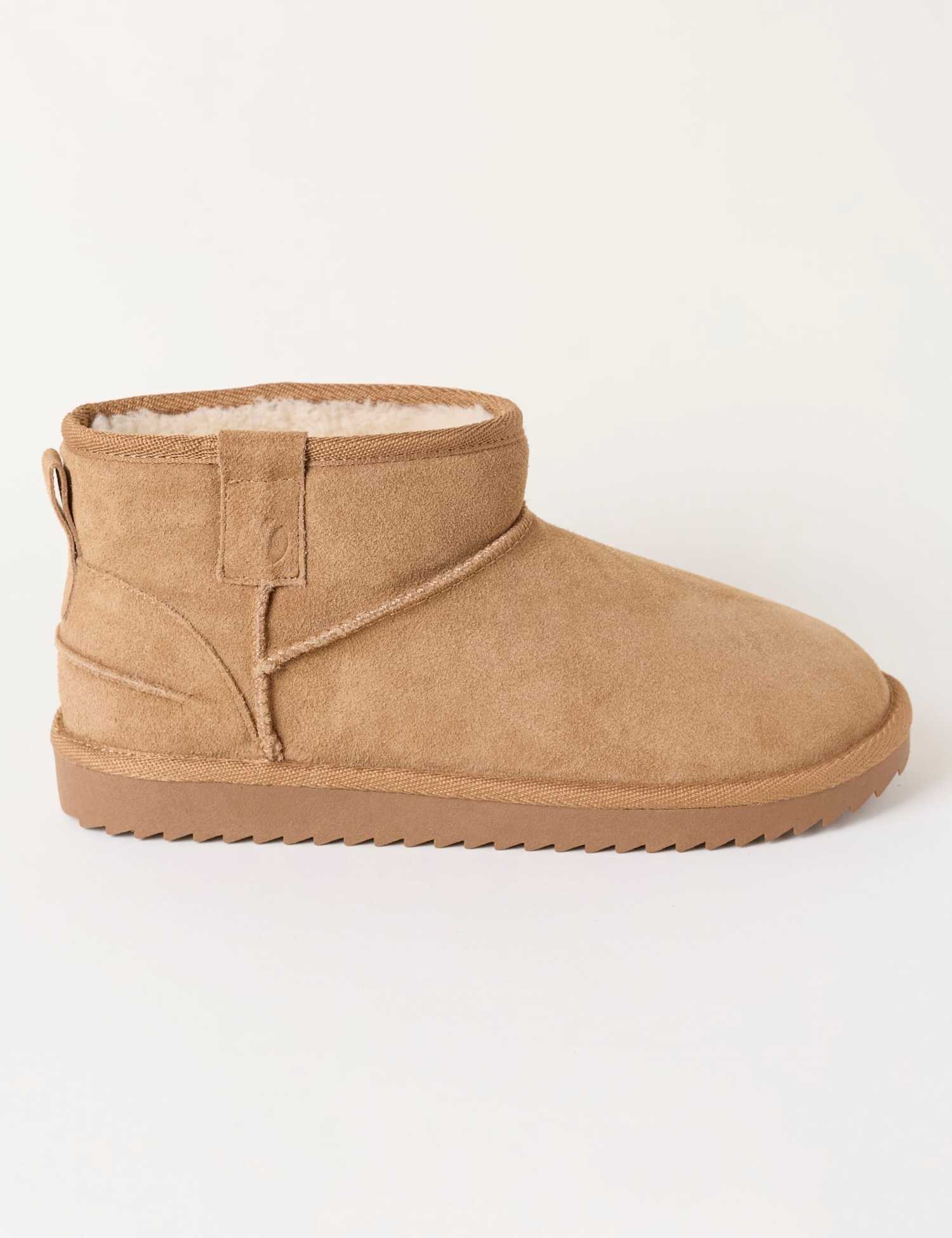 FatFace Suede Flat Mini Boot Slippers Tan