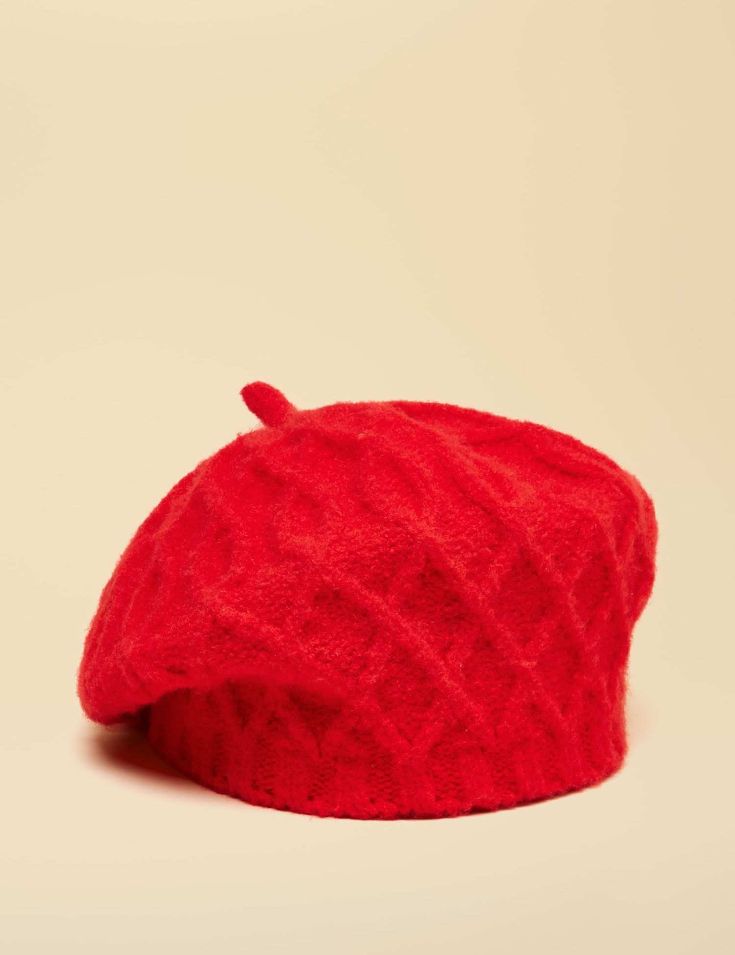 Joules Cable Knit Beret Red