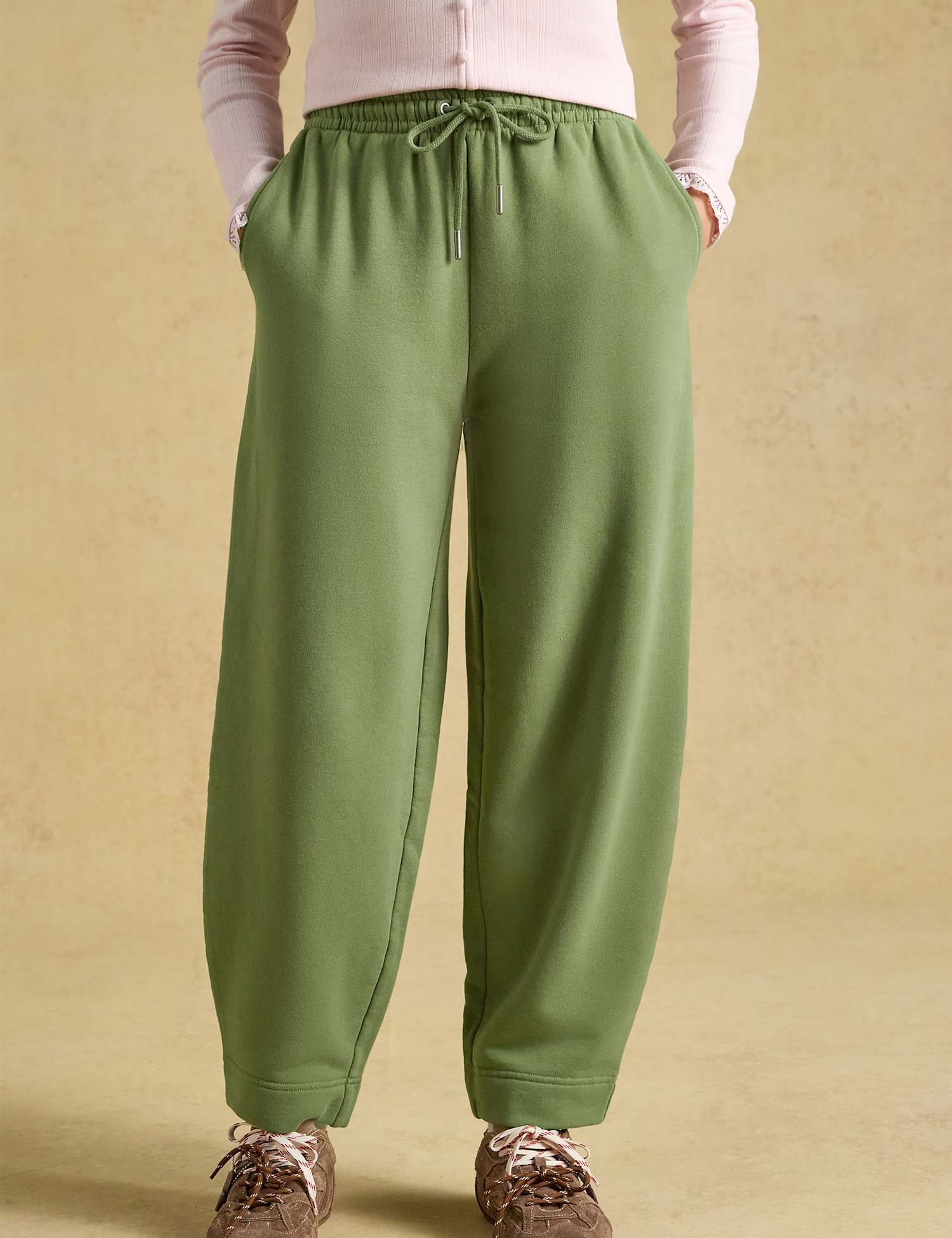 Joules Fleece Drawstring Barrel Leg Joggers Khaki
