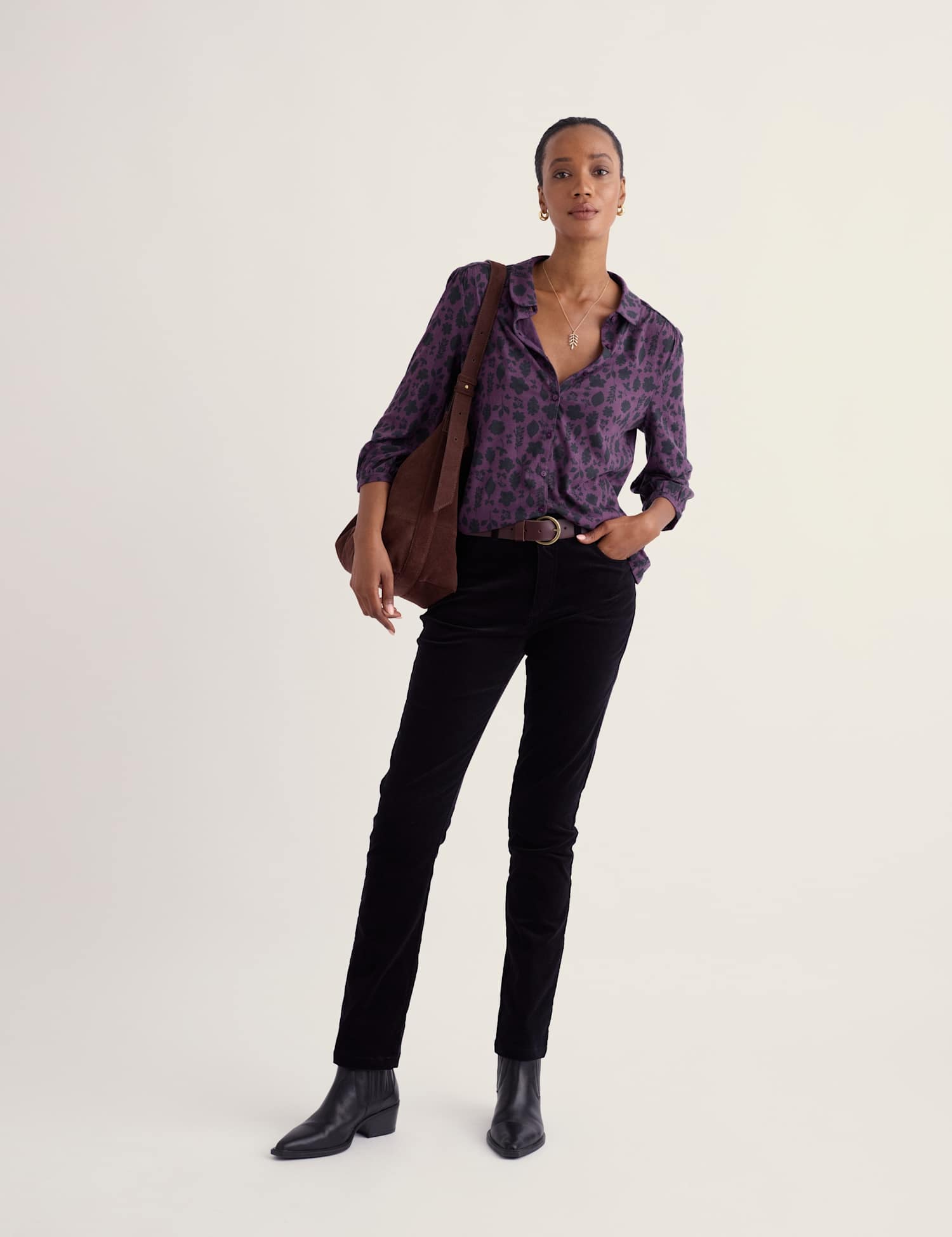 Seasalt Cornwall Floral Collared Shirt Purple Mix
