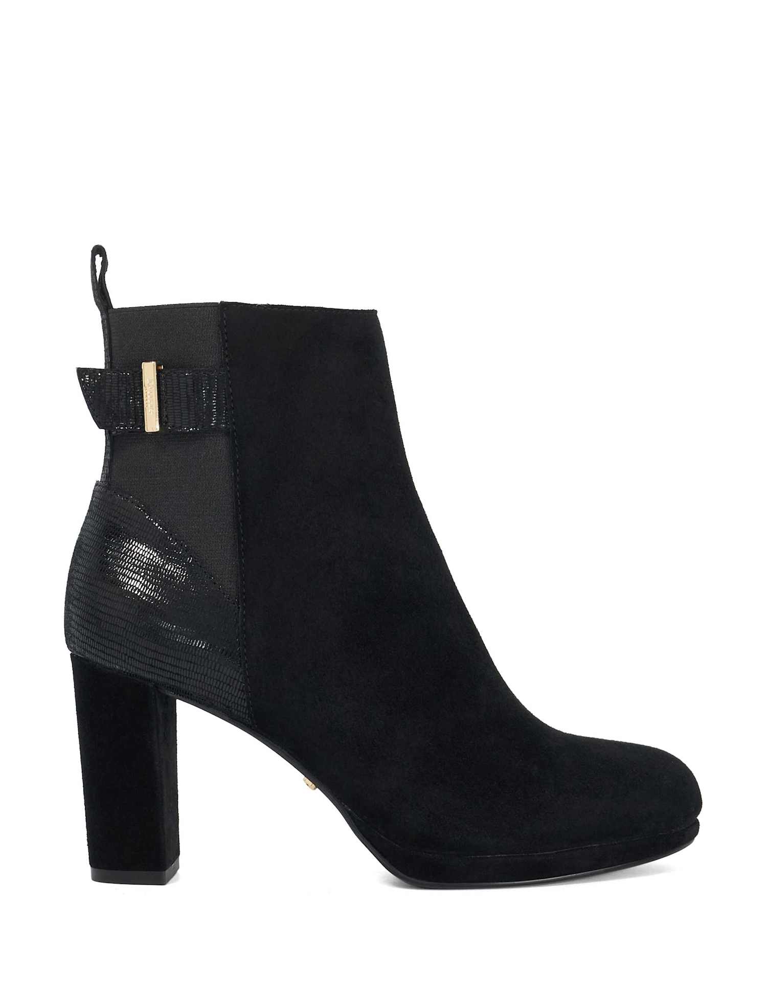 Dune London Suede Block Heel Ankle Boots Black