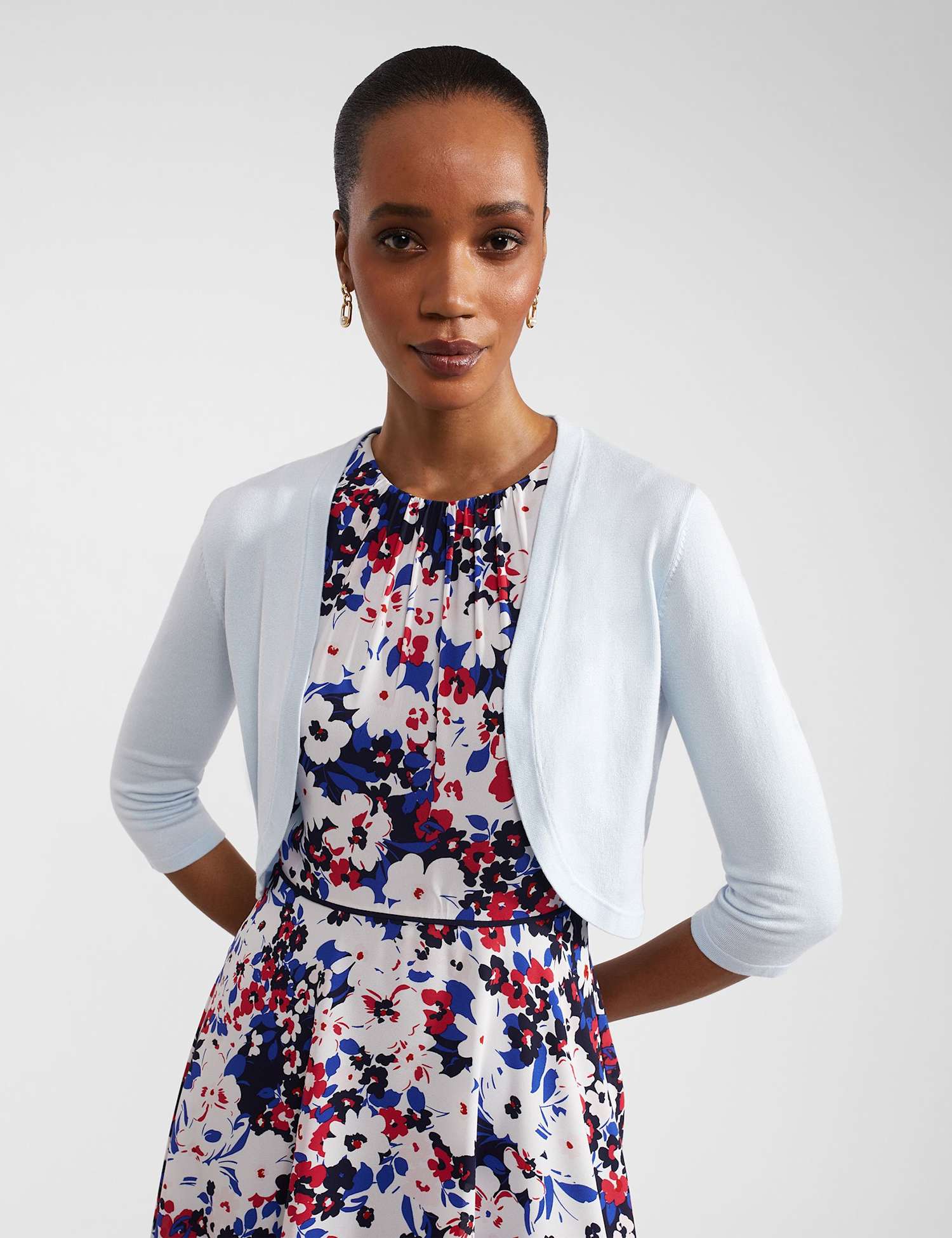 HOBBS Modal Blend Cropped Cardigan Bright Blue
