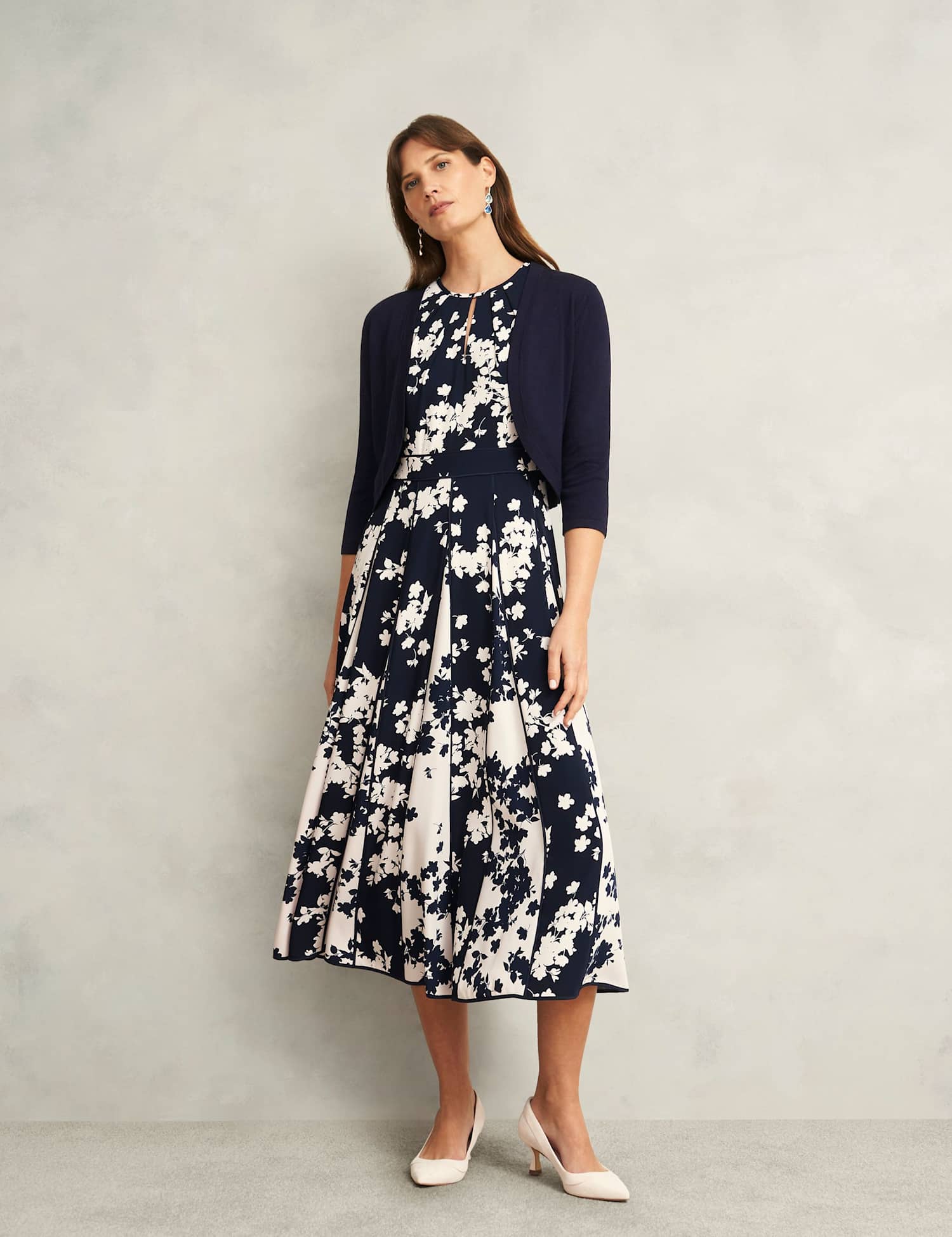 HOBBS Modal Blend Cropped Cardigan Navy