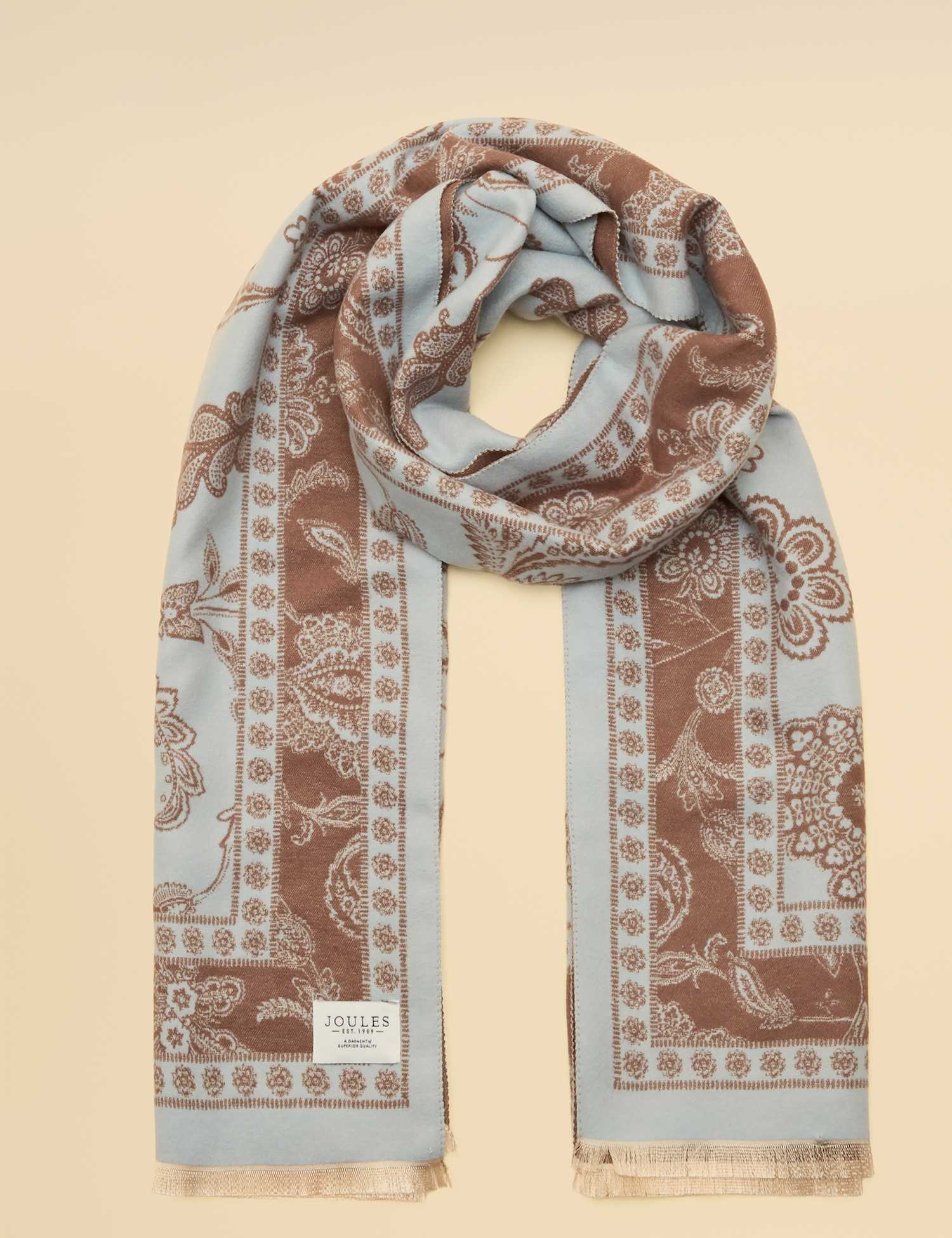 Joules Jacquard Floral Scarf Blue Mix