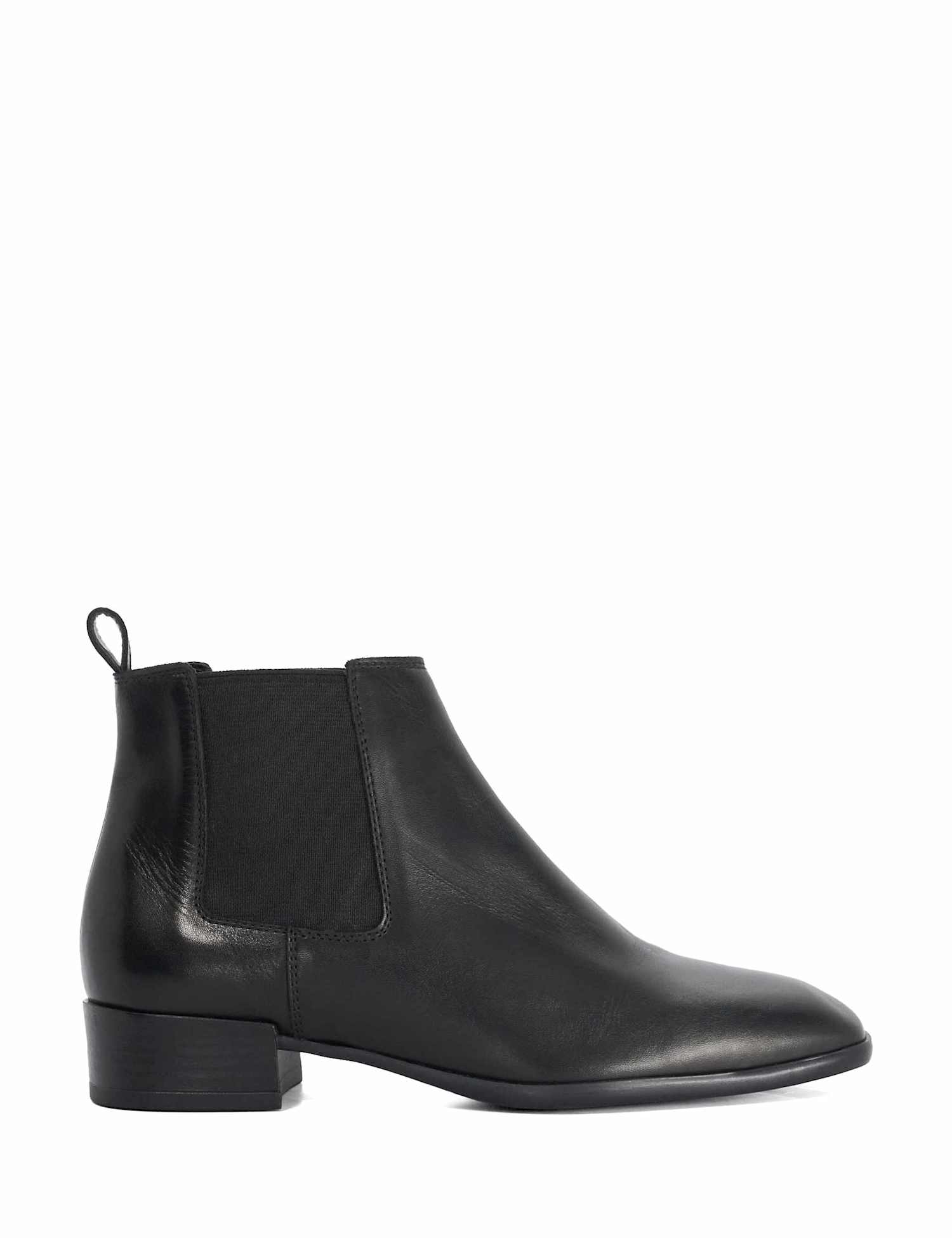 Dune London Leather Block Heel Square Toe Chelsea Boots Black