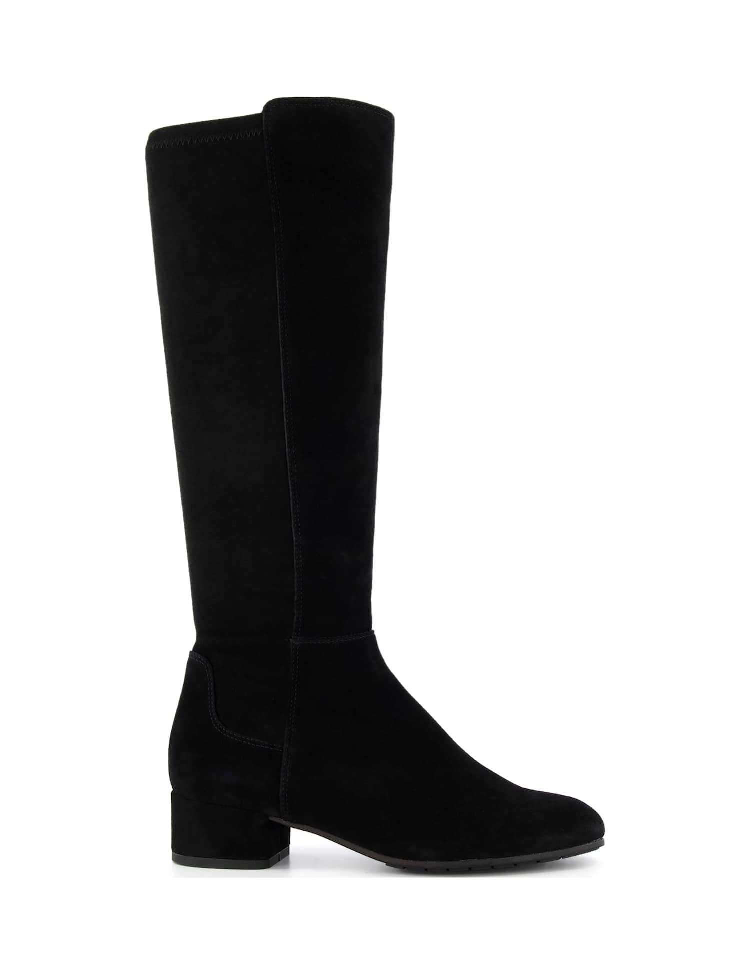 Dune London Wide Fit Suede Block Heel Knee High Boots Black