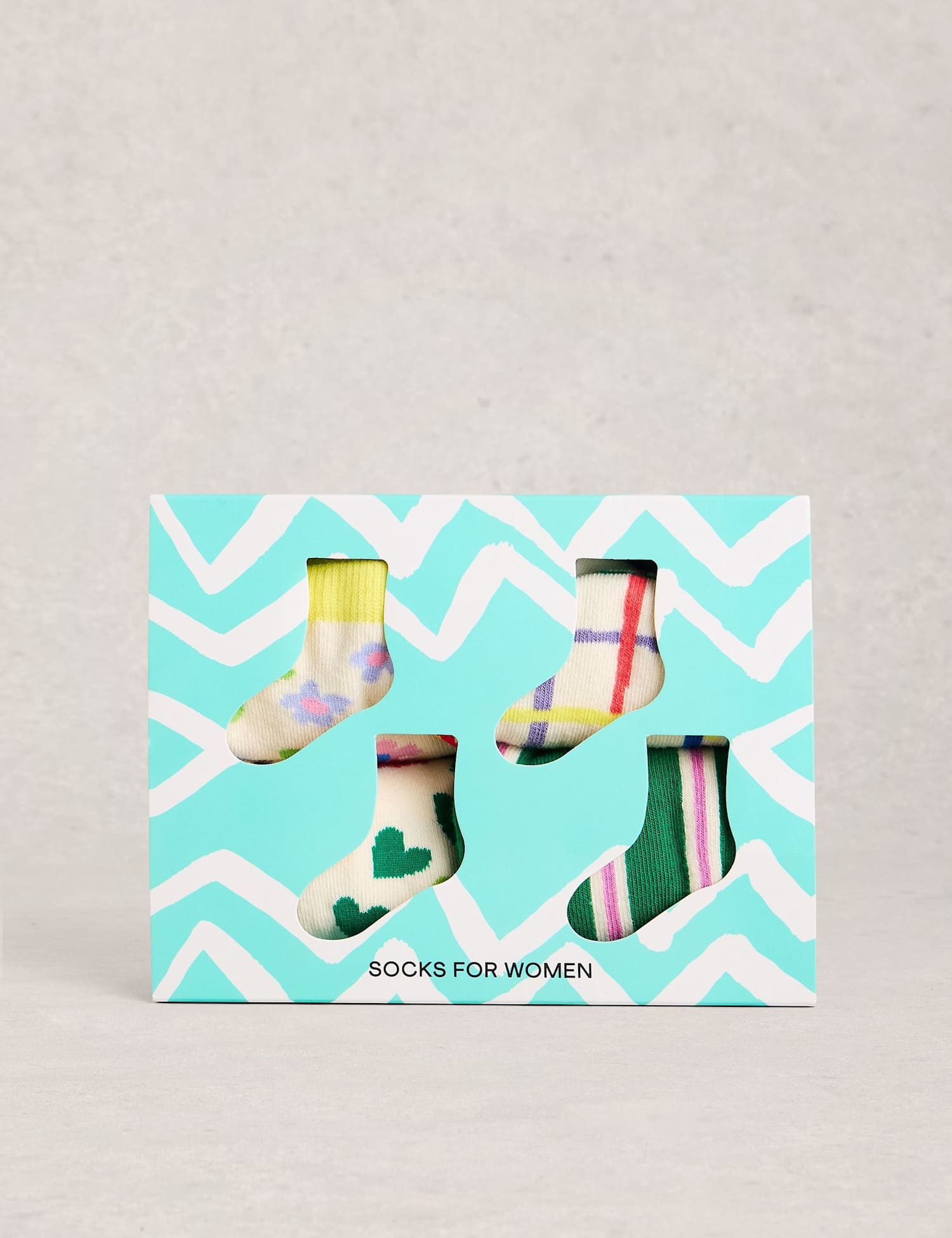 White Stuff 4 Pack Cotton Rich Patterned Ankle High Socks Green Mix