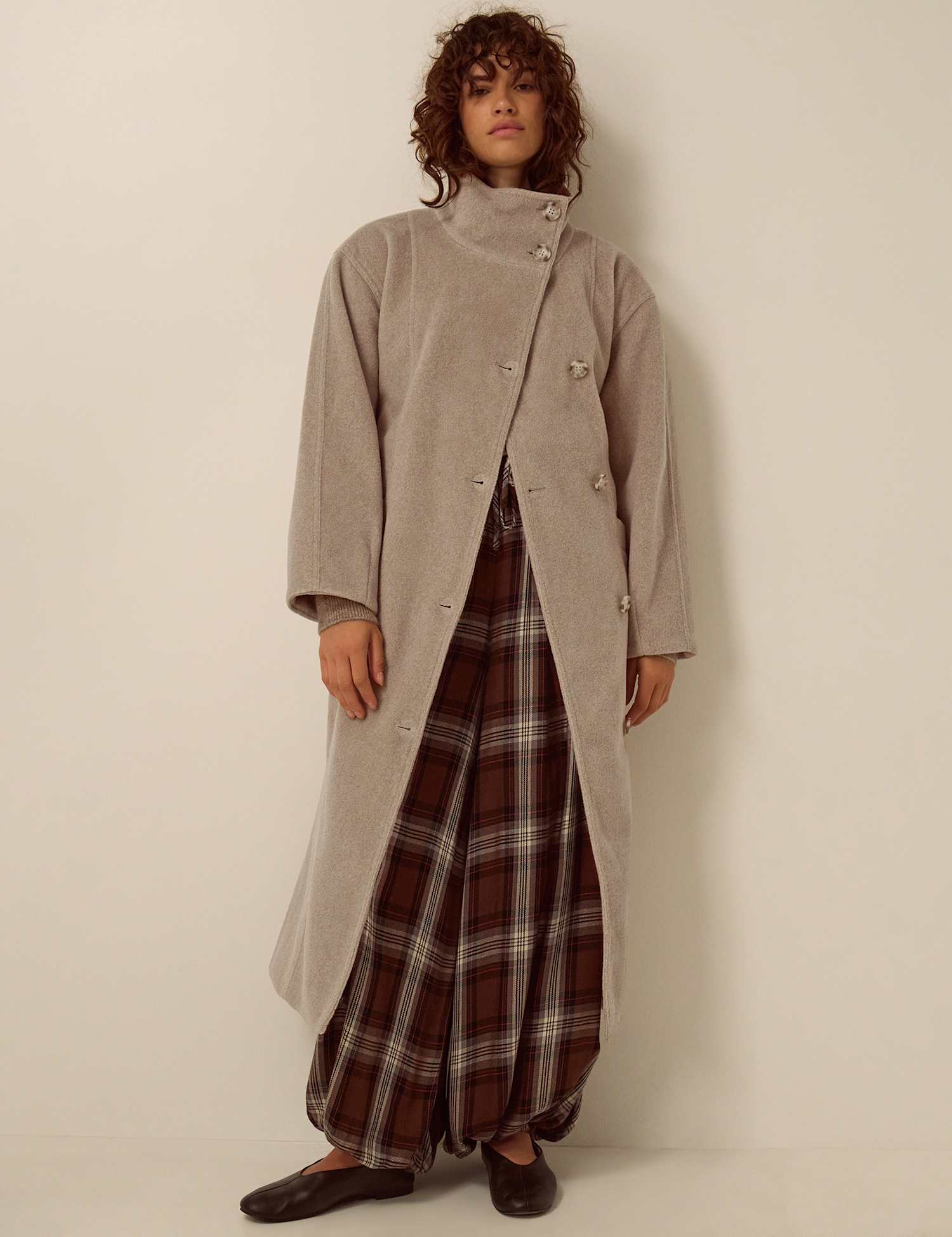 Monsoon Belted Funnel Neck Coat Light Brown