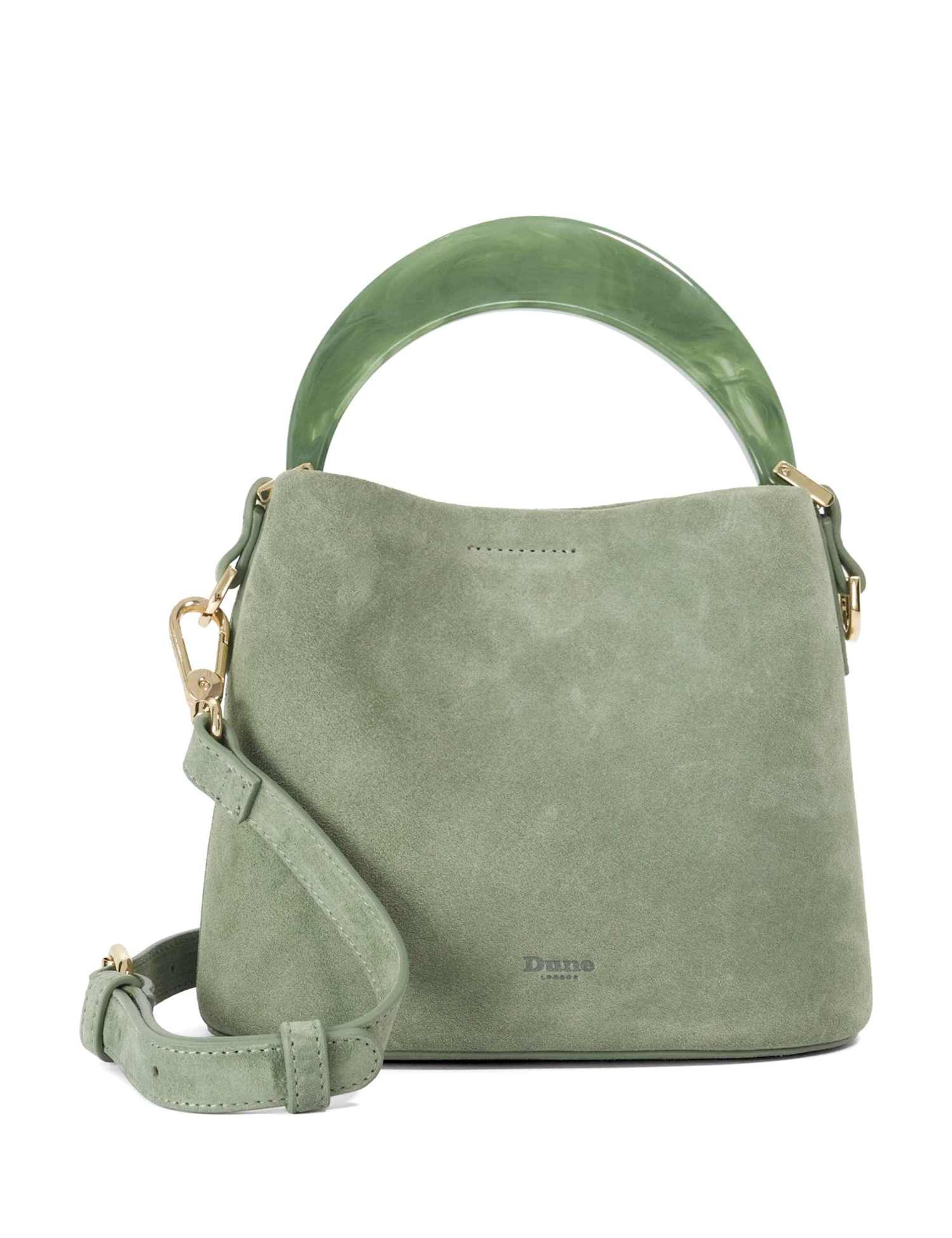 Dune London Leather Moulded Handle Grab Bag Sage