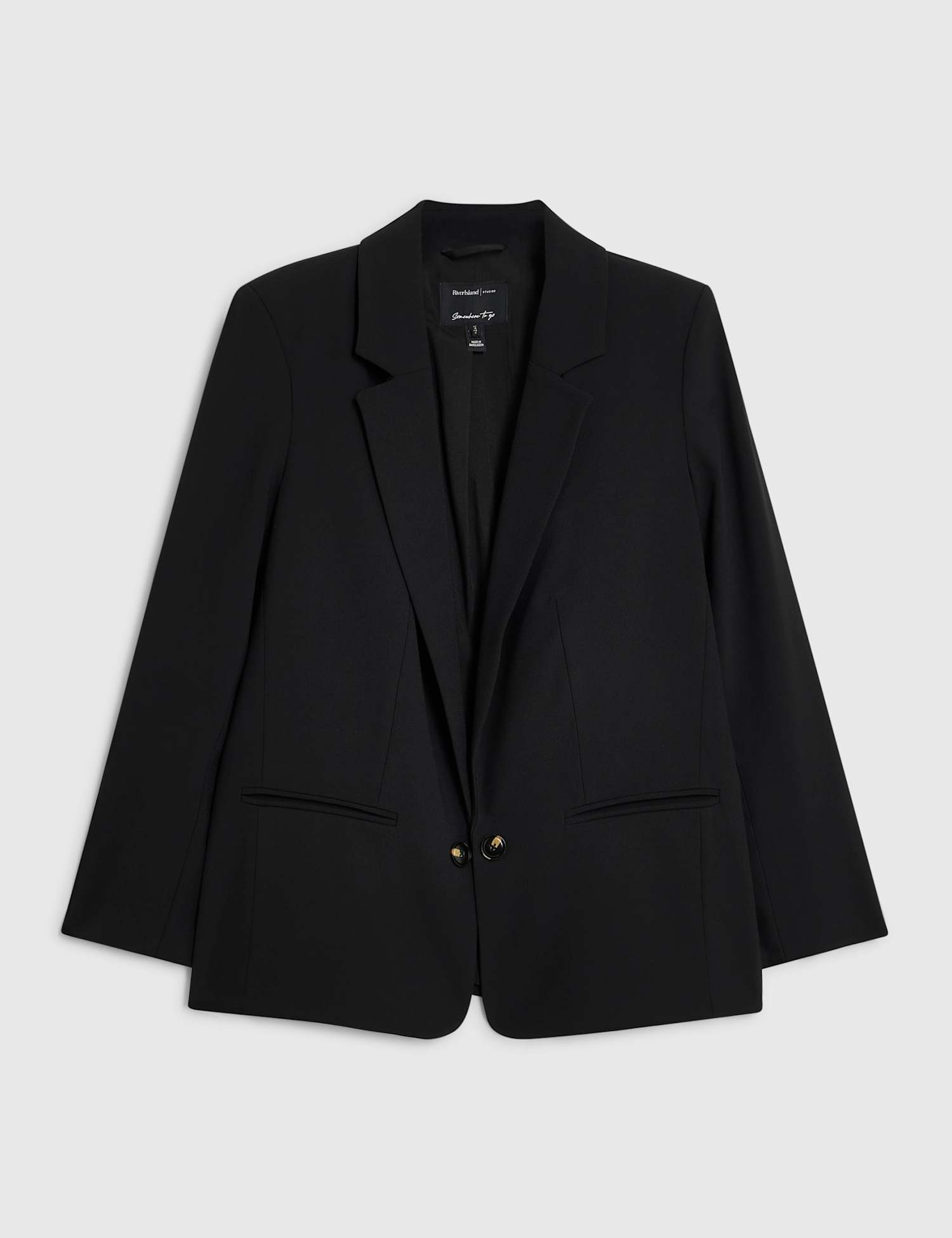 River Island Petite Crepe Edge To Edge Blazer Black