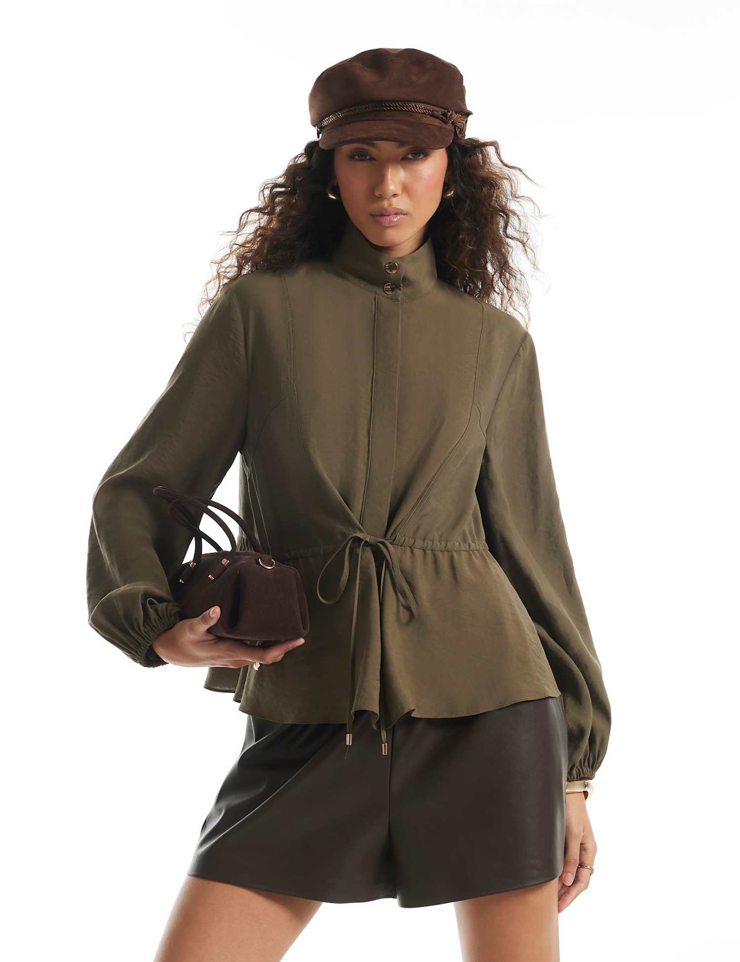 River Island Funnel Neck Jacket Khaki