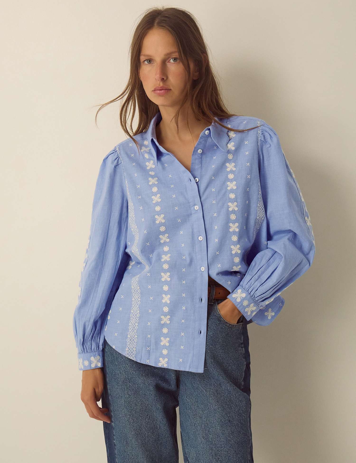 Monsoon Pure Cotton Collared Shirt Blue Mix
