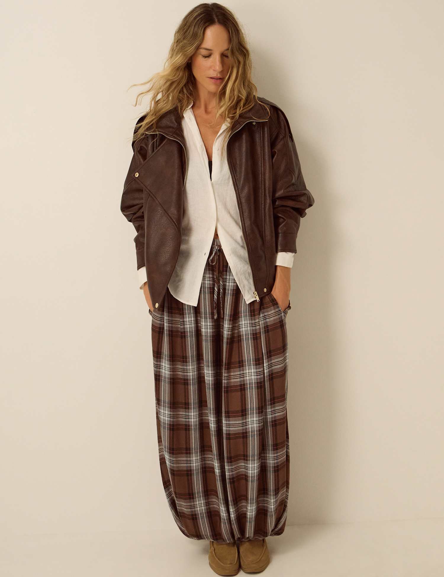 Monsoon Checked Trousers Brown Mix