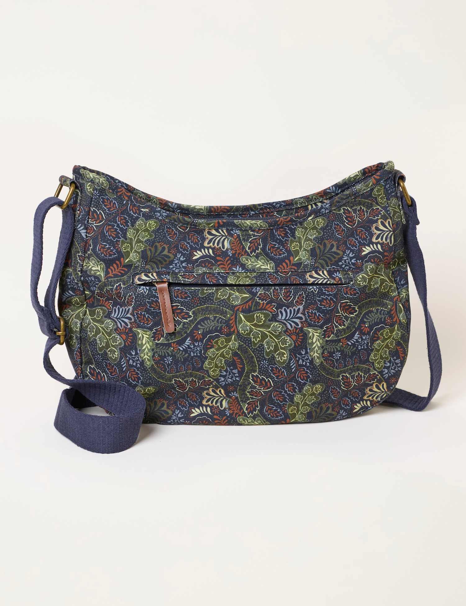 FatFace Canvas Leaf Print Cross Body Bag Teal Mix