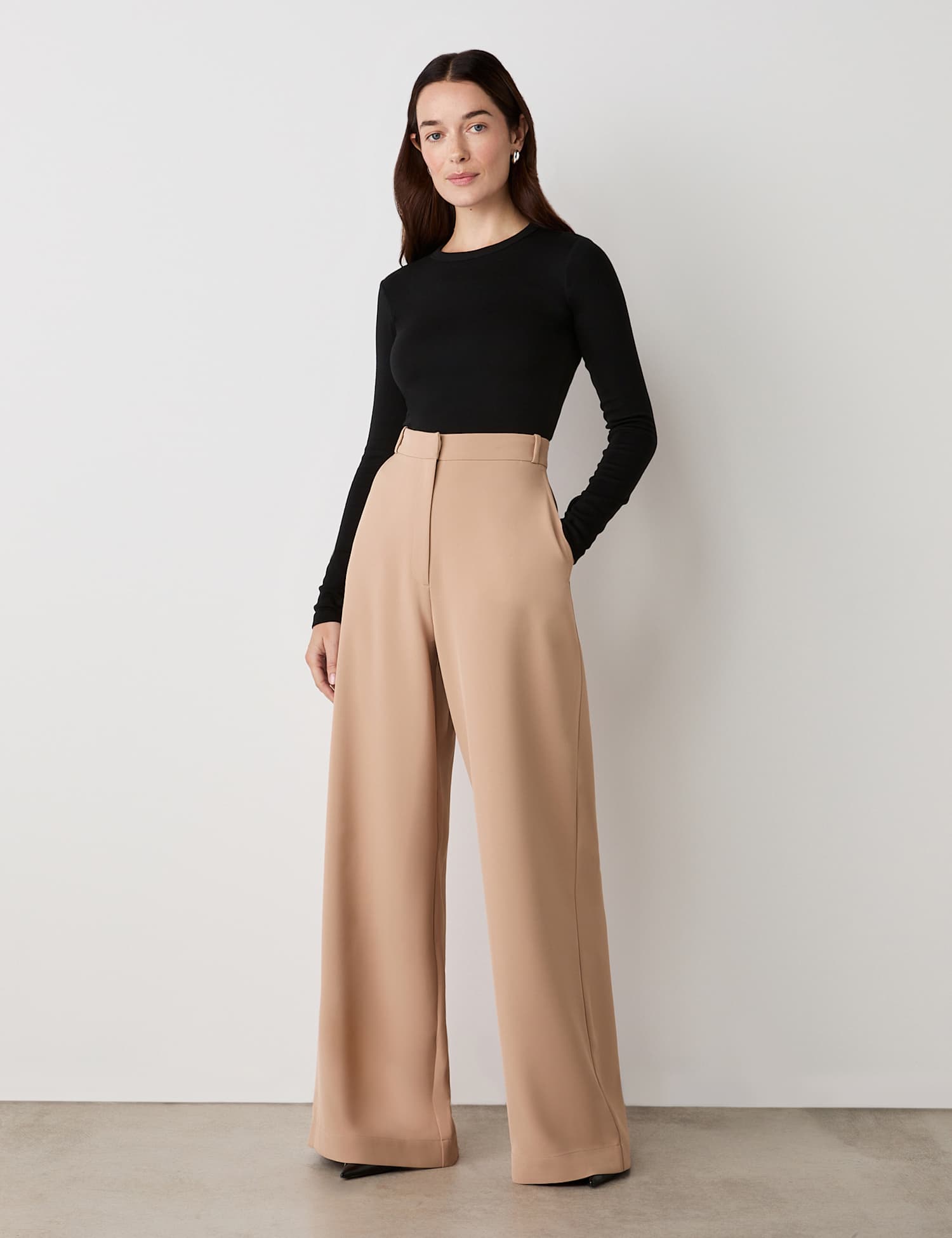 Finery London Wide Leg Trousers Camel