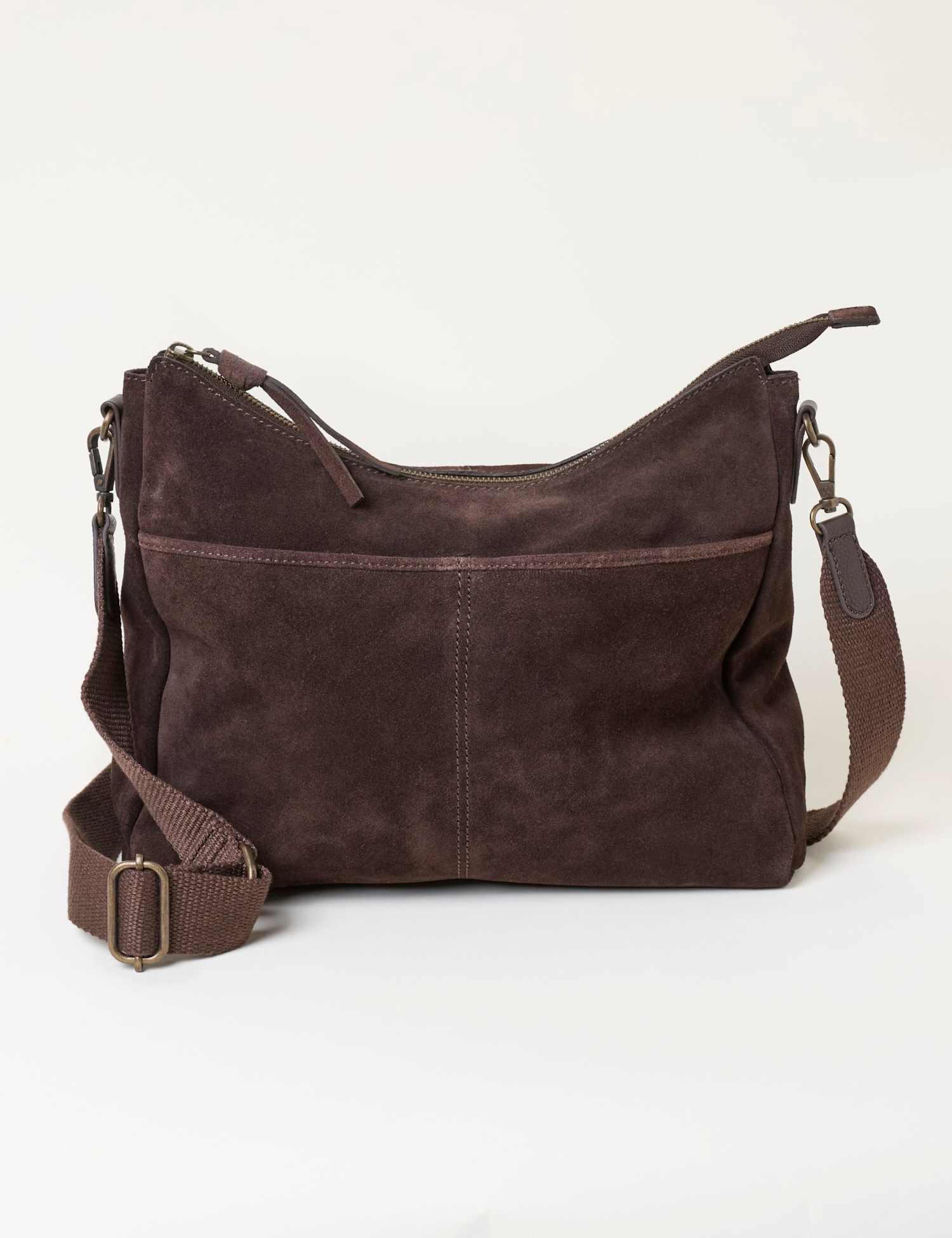 FatFace Suede Cross Body Bag Chocolate