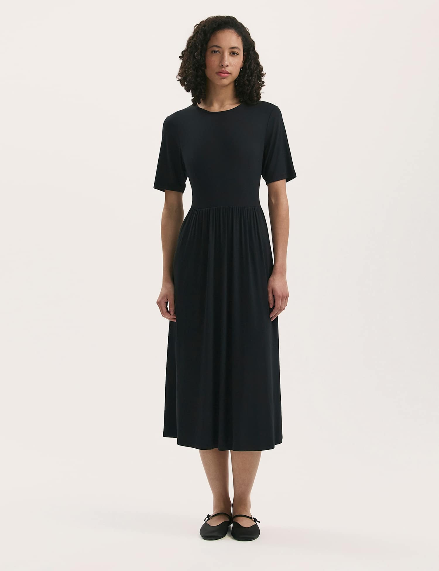 Finery London Jersey Midi T-Shirt Dress Black