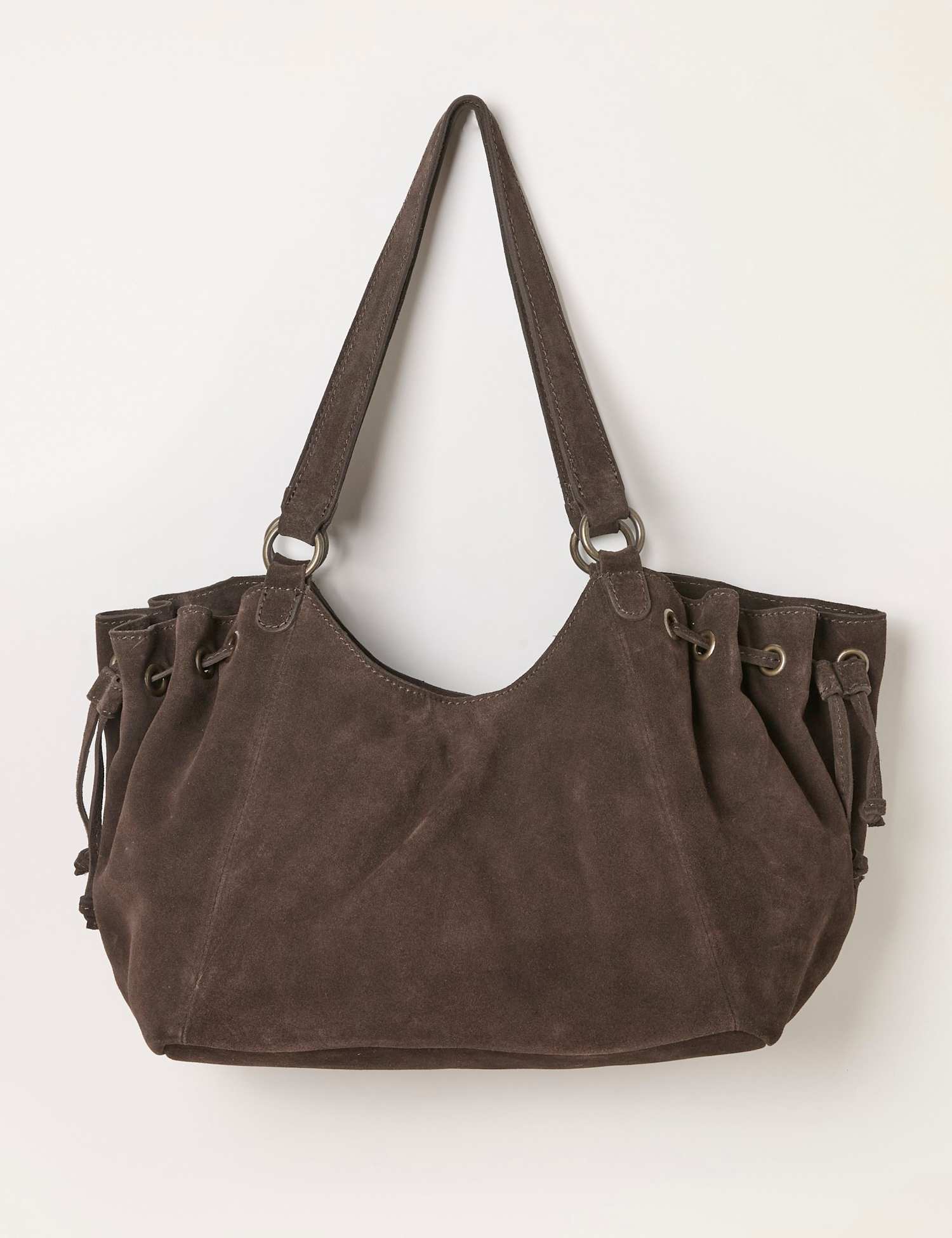 FatFace Suede Ruched Shoulder Bag Chocolate
