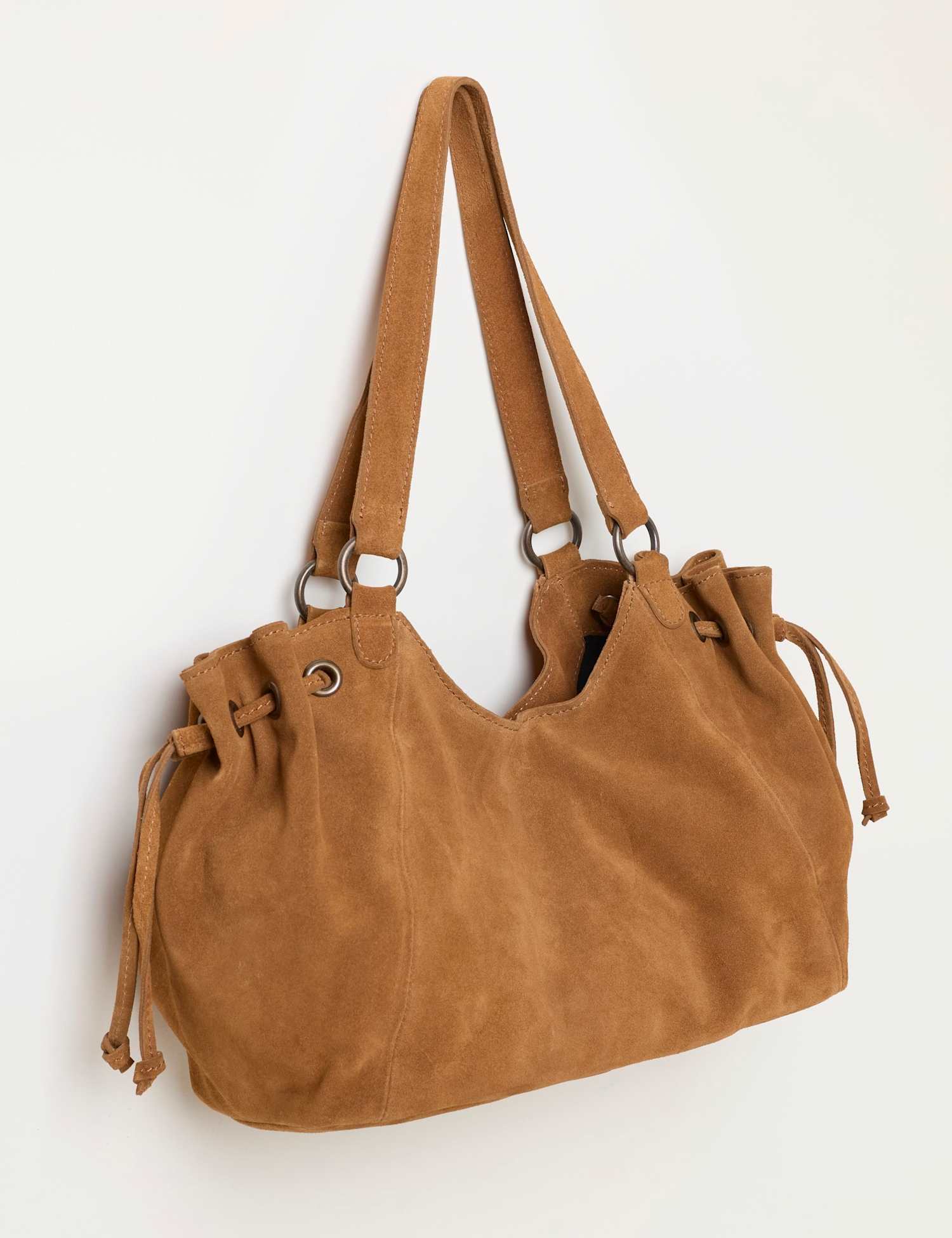 FatFace Suede Ruched Shoulder Bag Tan