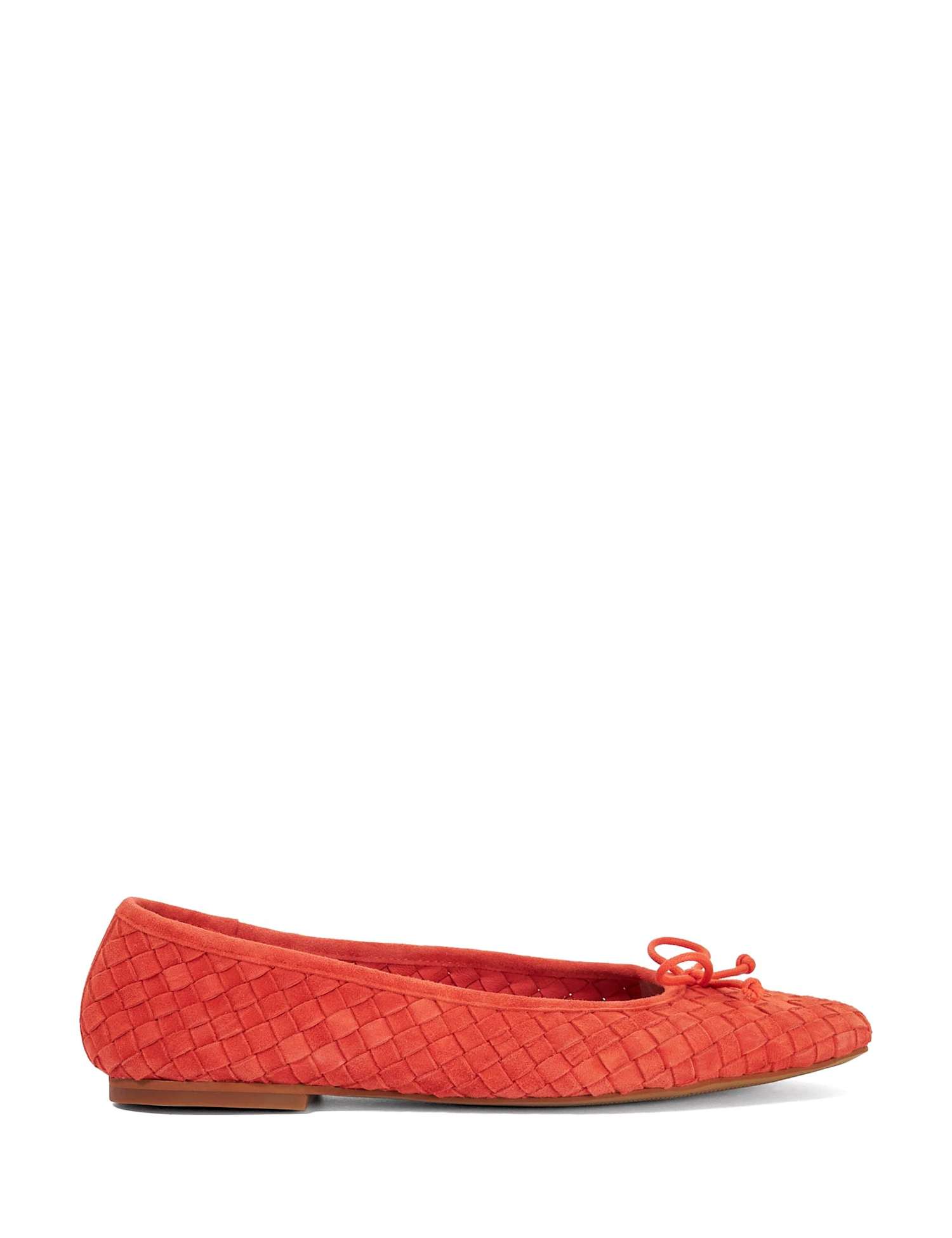 Dune London Leather Woven Flat Ballet Pumps Orange