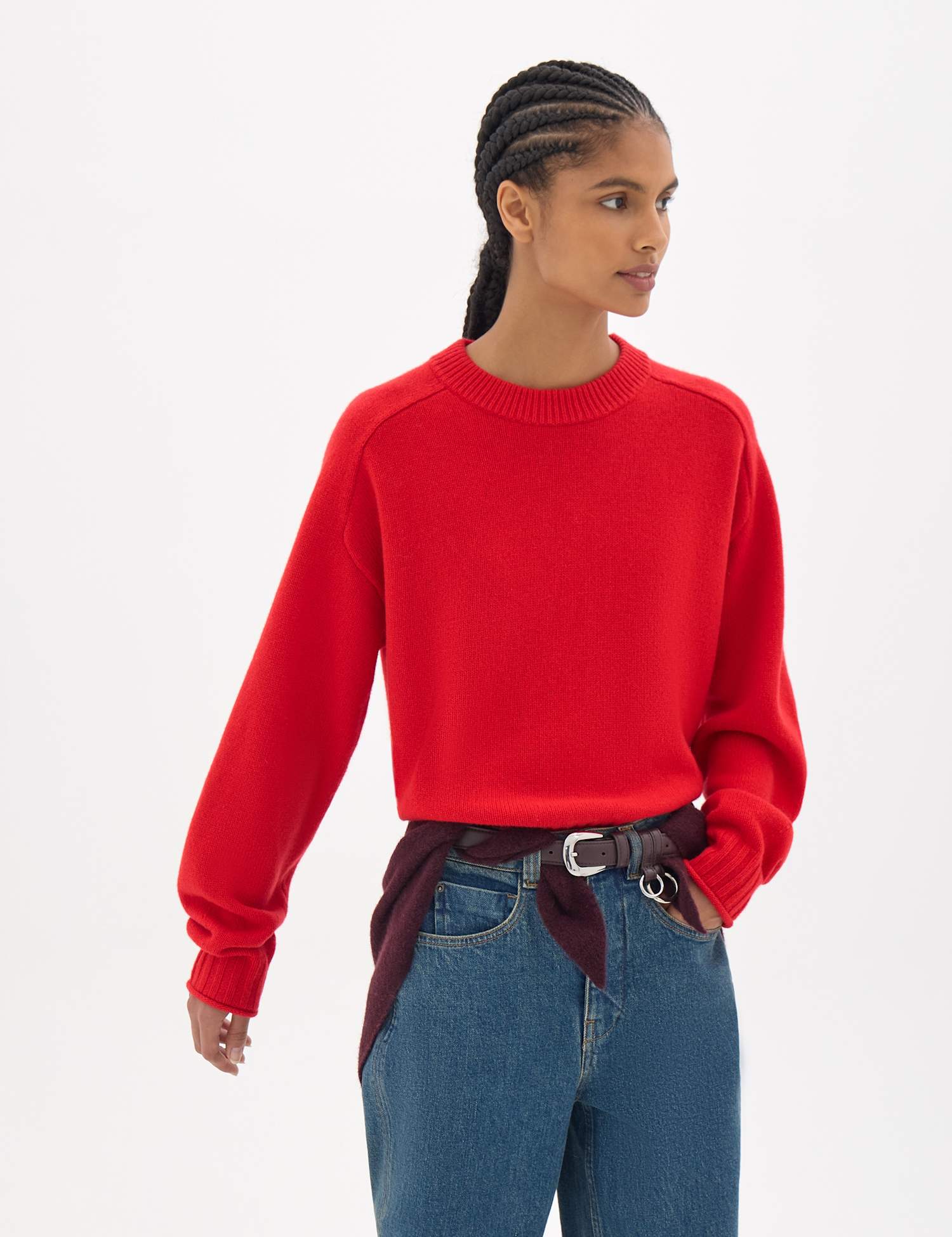 HUSH Nina Pure Merino Wool Relaxed Jumper Red