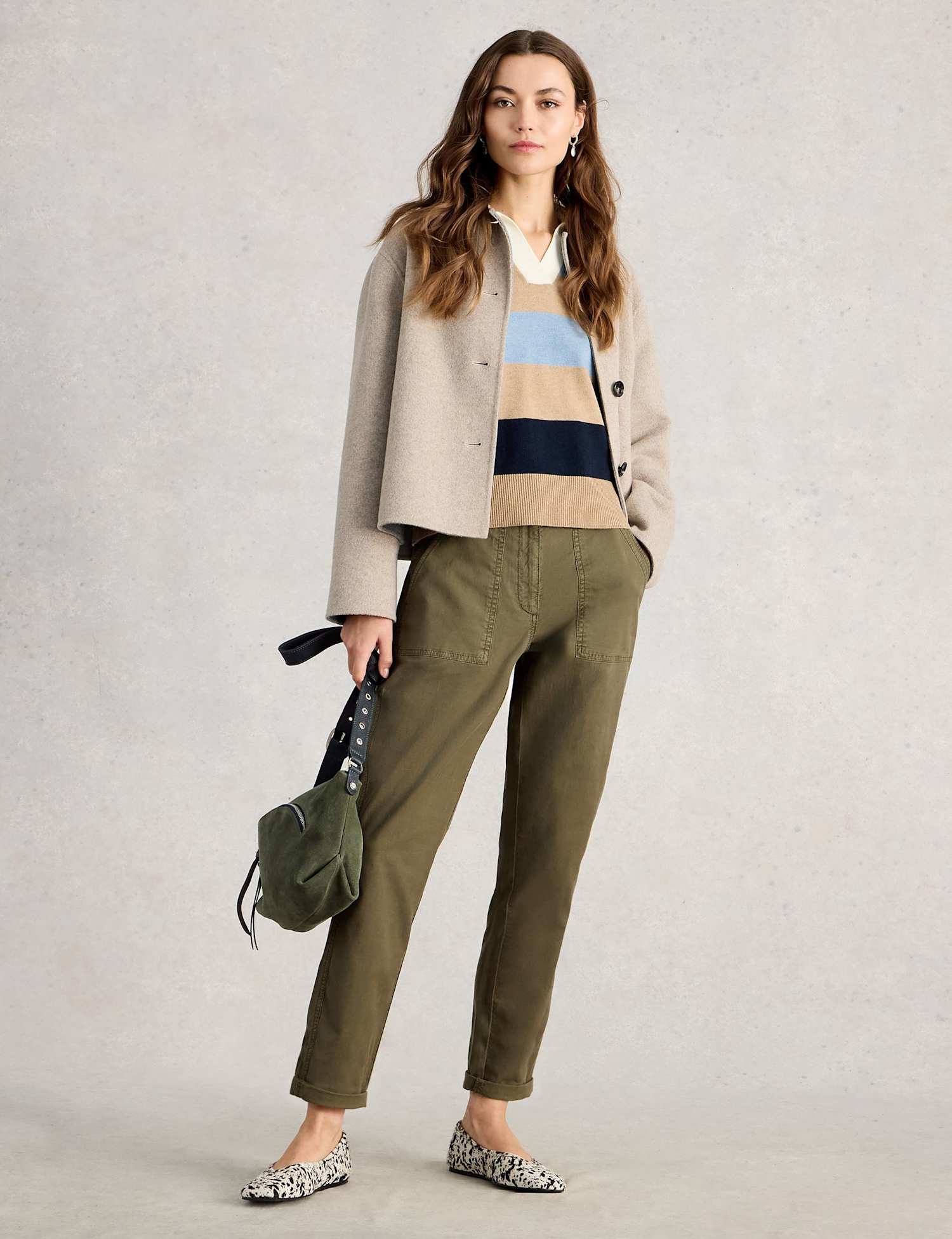 White Stuff Twister Tapered Ankle Grazer Chinos with Linen Green