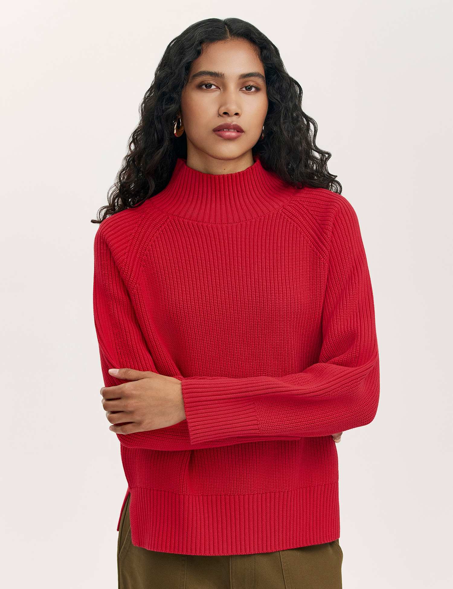 Finery London Funnel Neck Knitted Jumper Red Mix