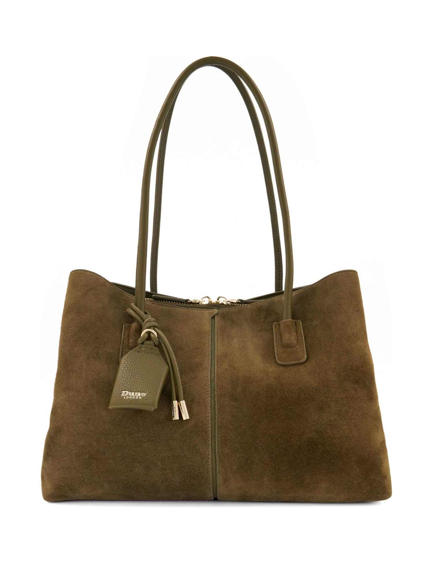 Dune London Large Suede Shopper Bag Khaki