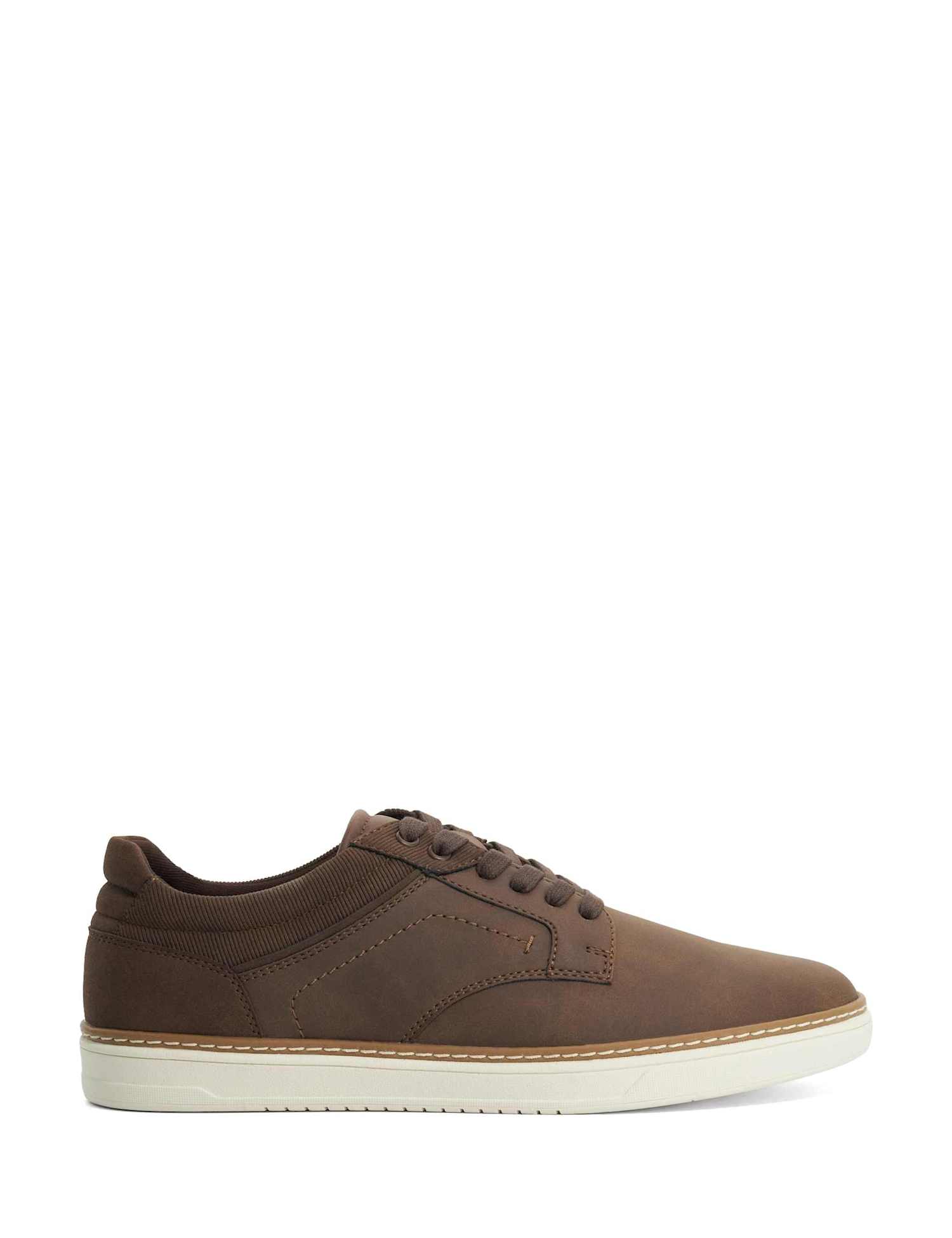 Dune London Stitch Detail Lace Up Trainers Brown