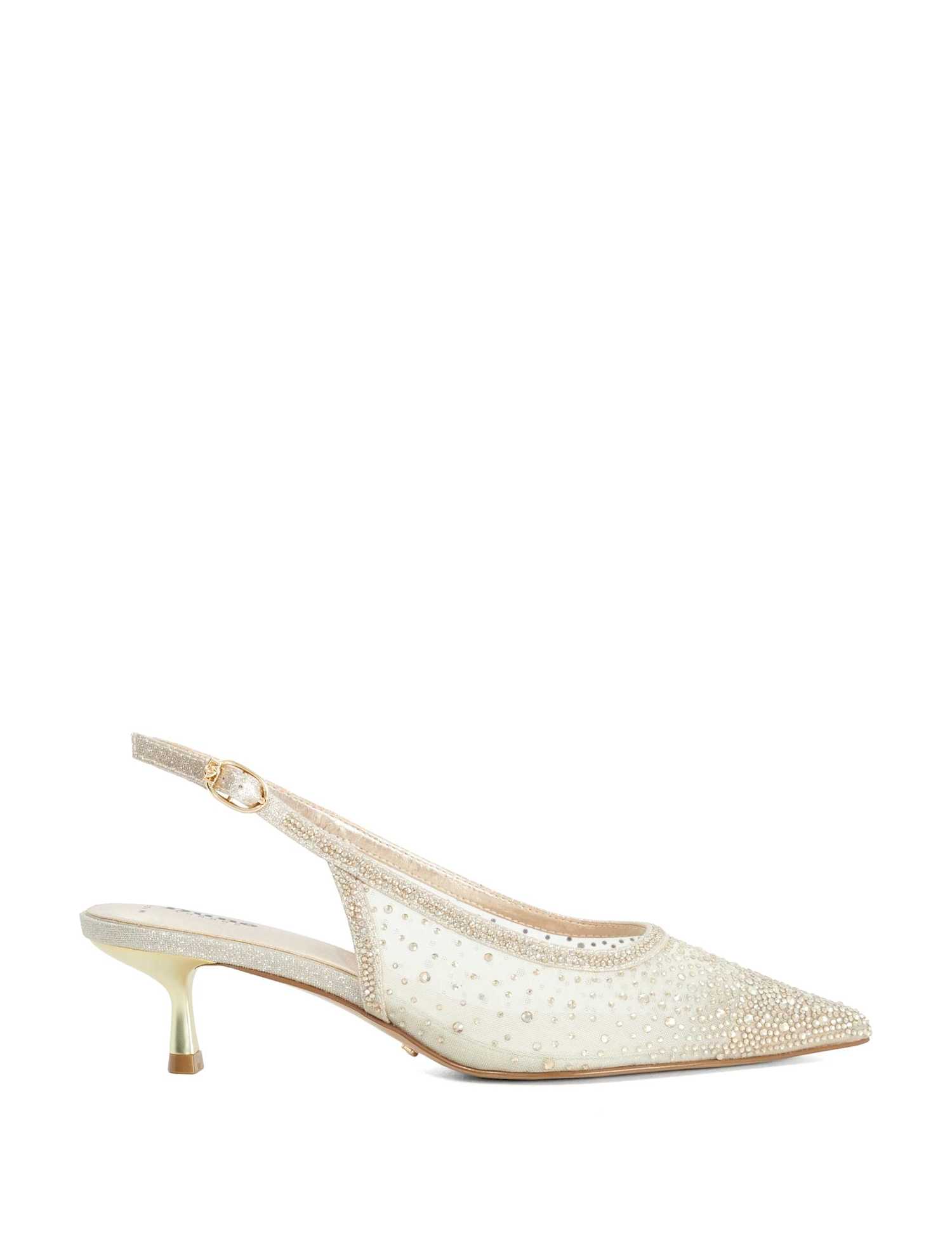 Dune London Wide Fit Embellished Stiletto Court Shoes Gold