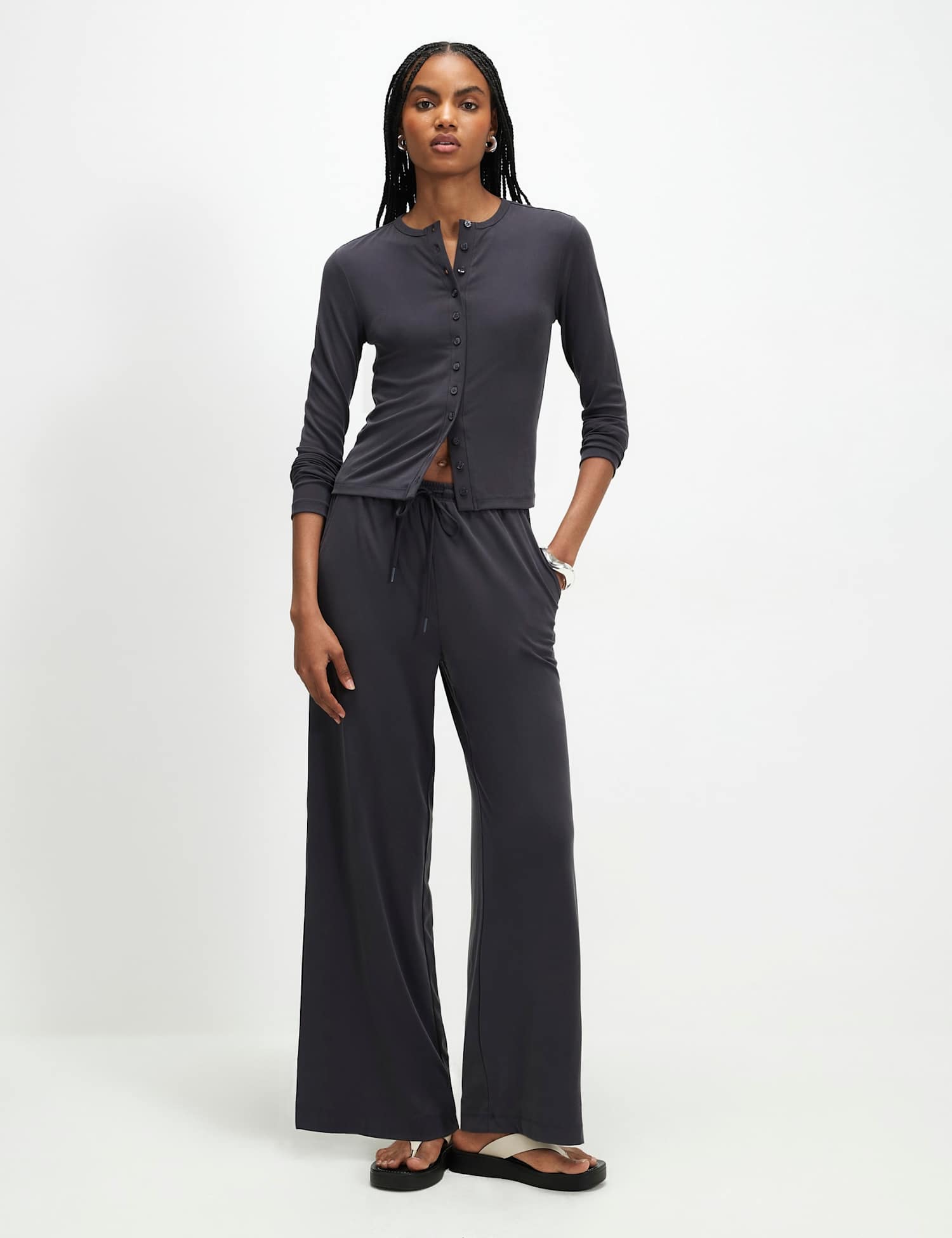 River Island Soft touch Wide Leg Joggers Grey