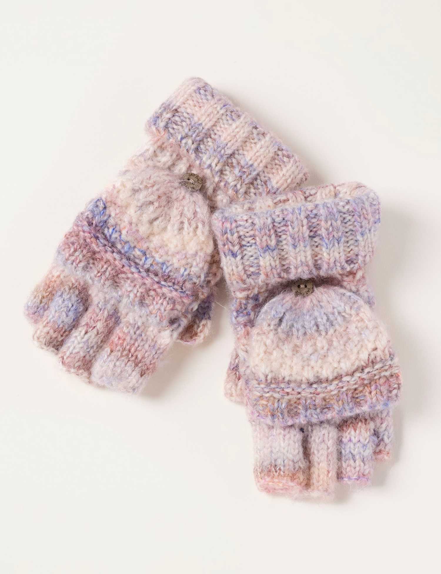 FatFace Flap Detail Gloves Ivory Mix